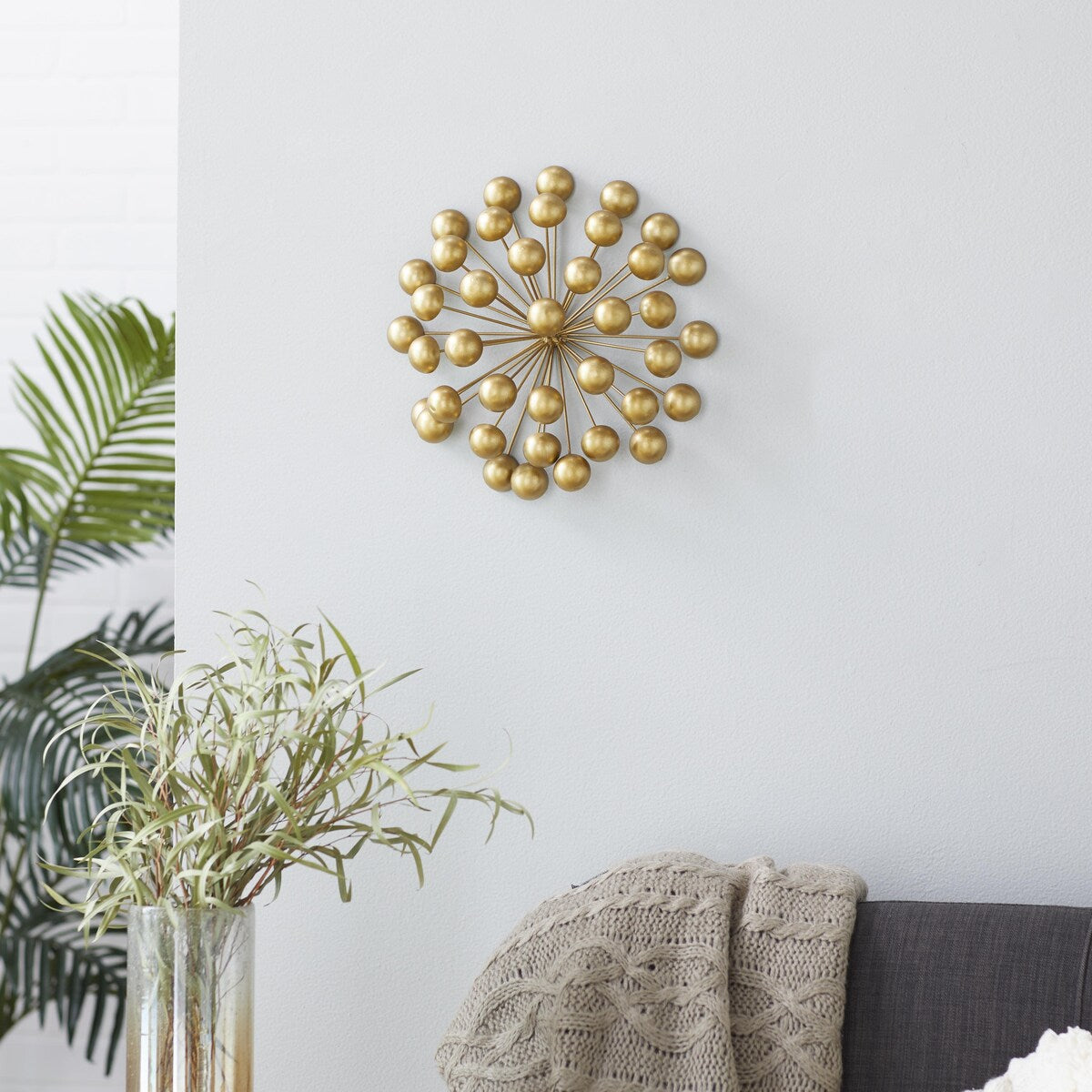 Metal Starburst Home Wall Decor with Orb Detailing - Gold - CosmoLiving by Cosmopolitan