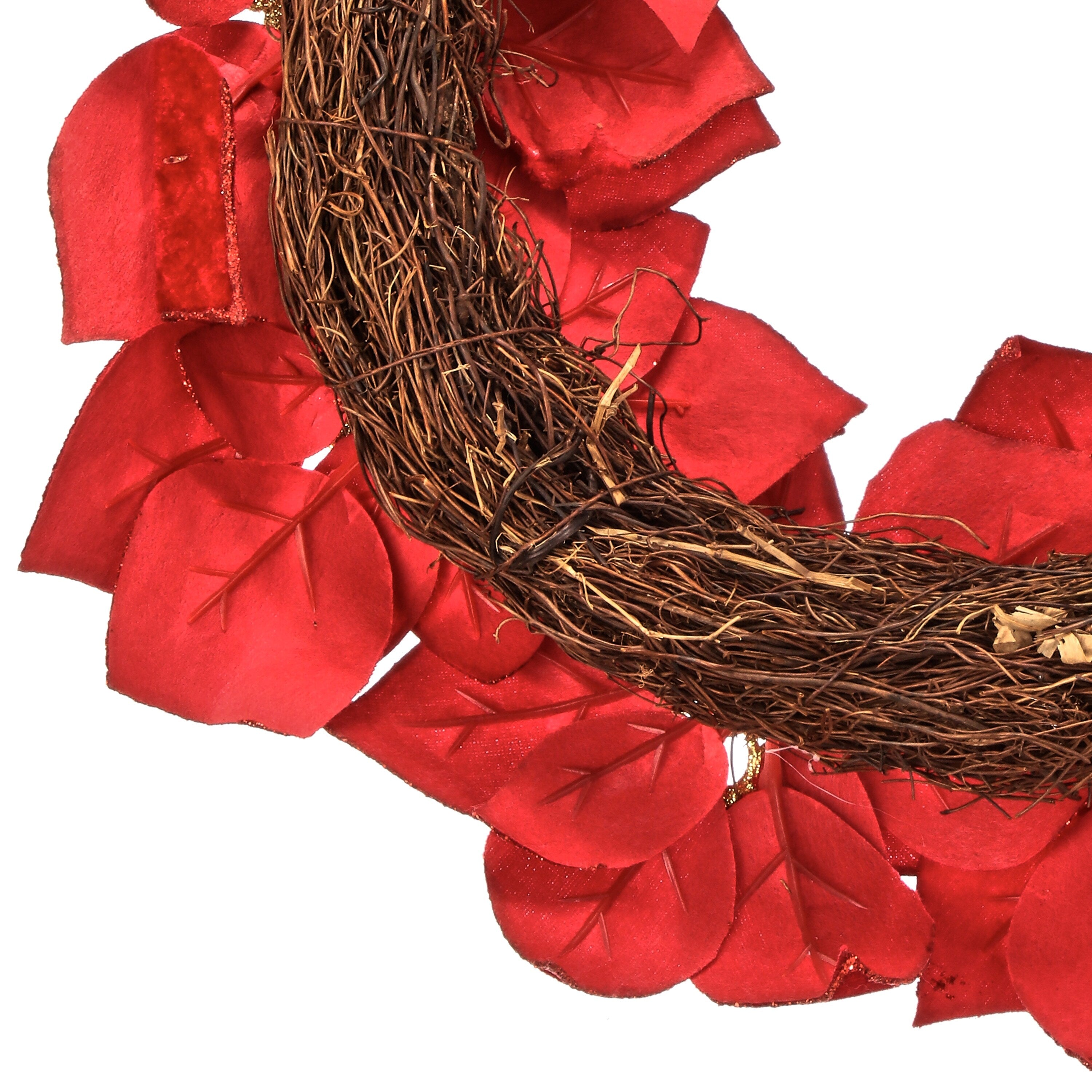 16 Glitter Poinsettia Wreath - 16