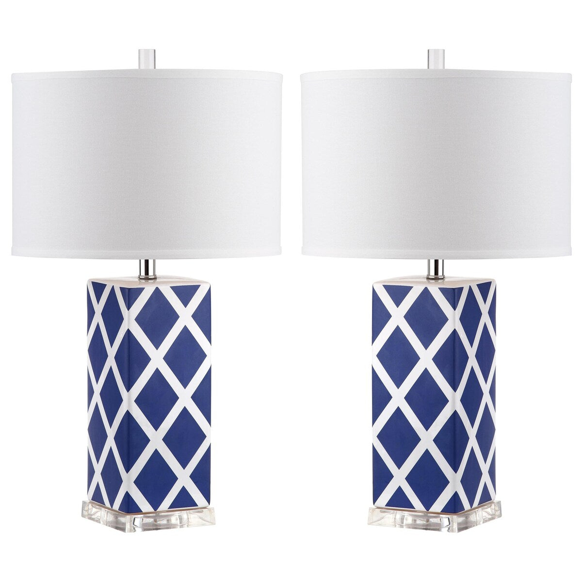 SAFAVIEH Lighting Cami 27-inch Navy Garden Lattice Table Lamp (Set of 2) - 15x15x27 - 15Wx15Dx27H