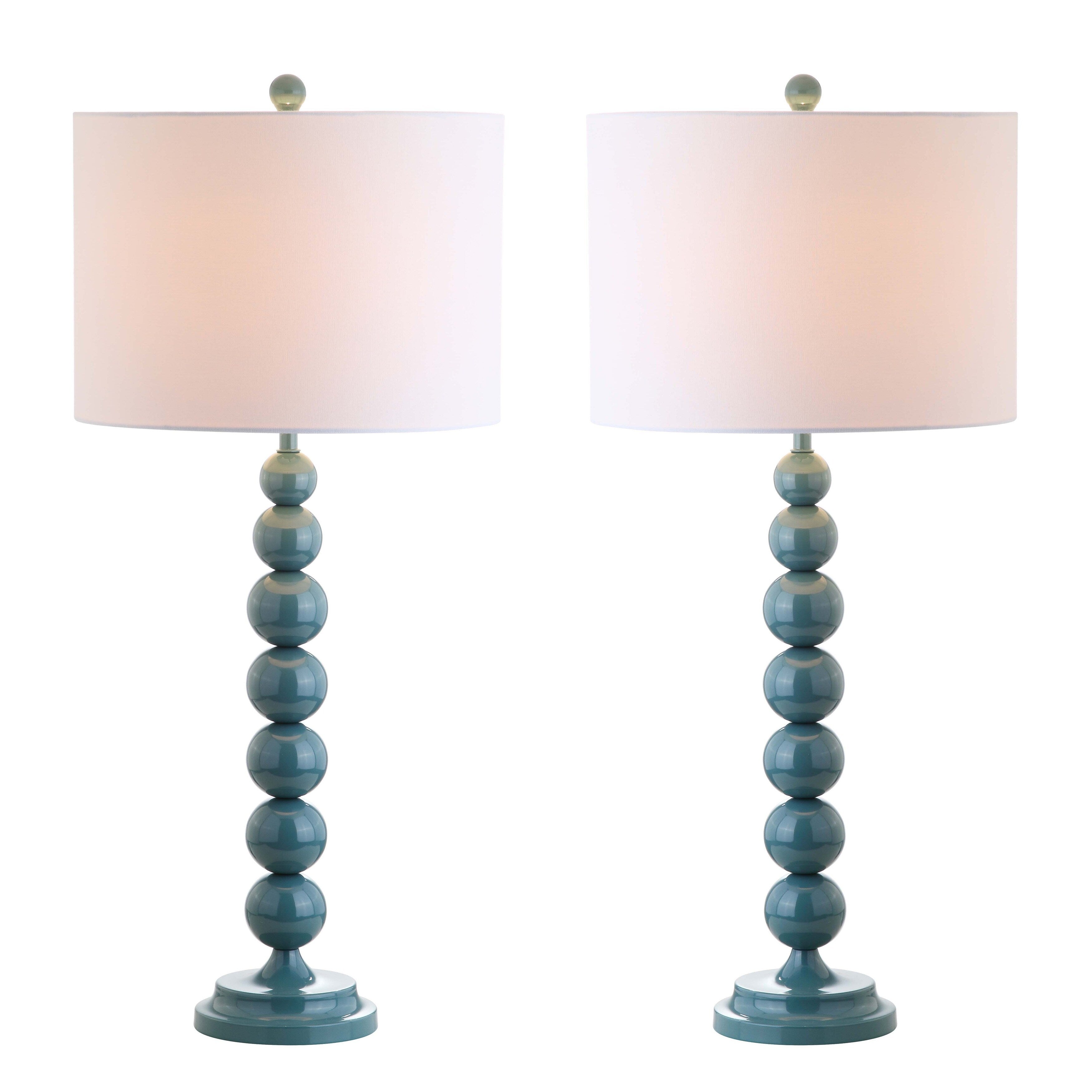 SAFAVIEH Lighting Mechelle 31-inch Stacked Ball White Table Lamp (Set of 2) - 14x14x31.5 - 14Wx14Dx32H