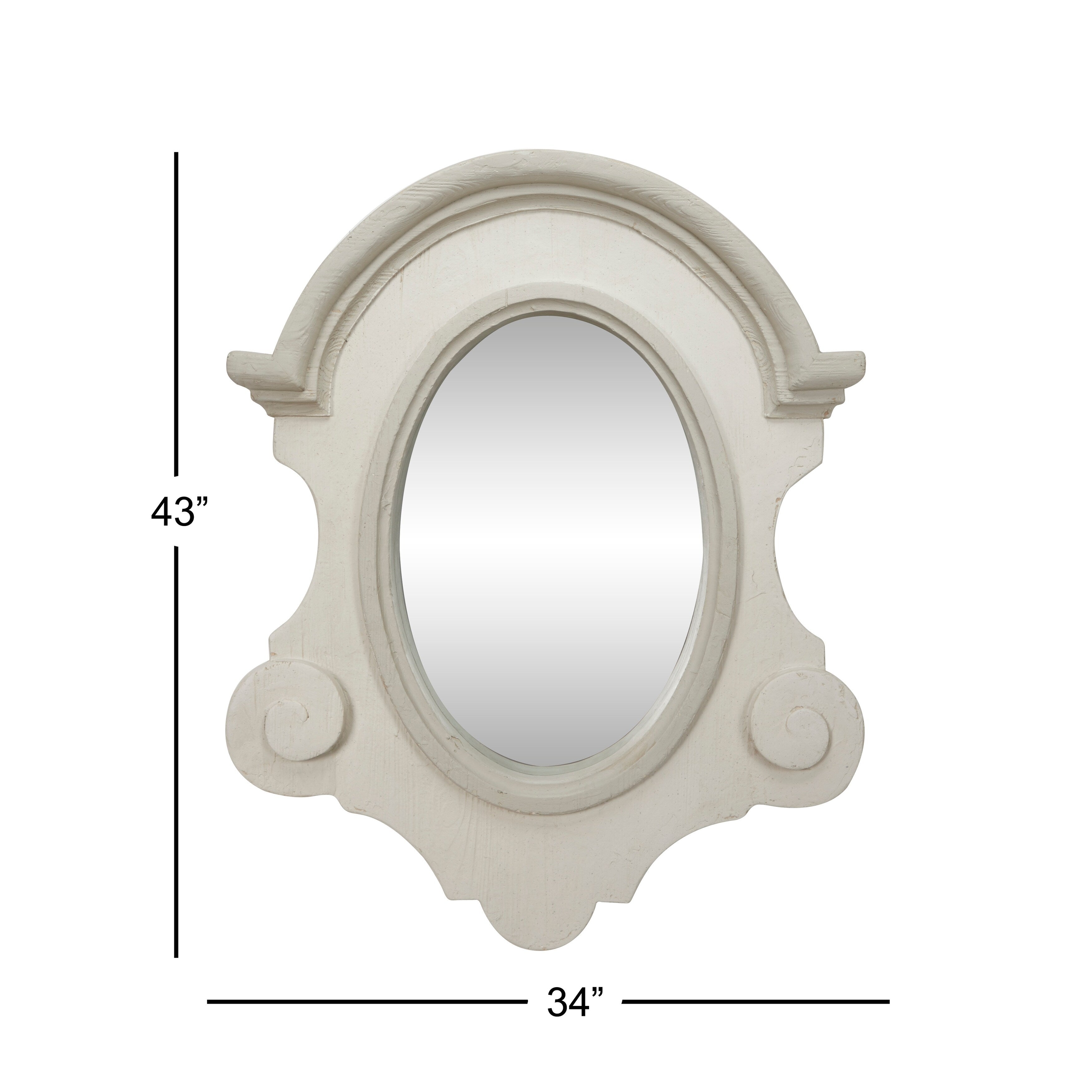 White Wood Vintage Wall Mirror 43 x 35 x 5