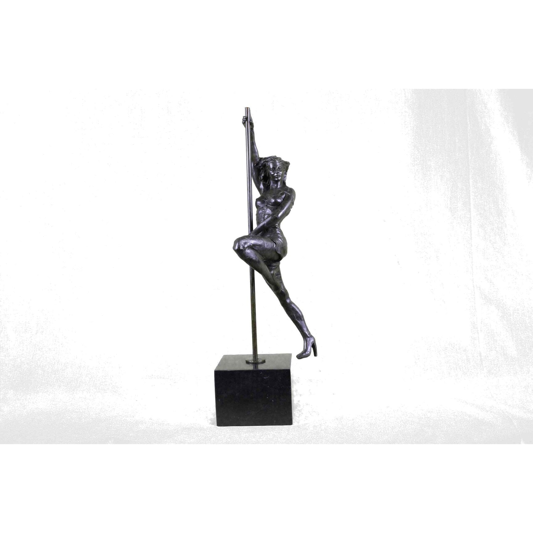 Large 14 Lbs Pole Dancer Bronze Sculpture Figure Marble Base Figurine By Vitaleh