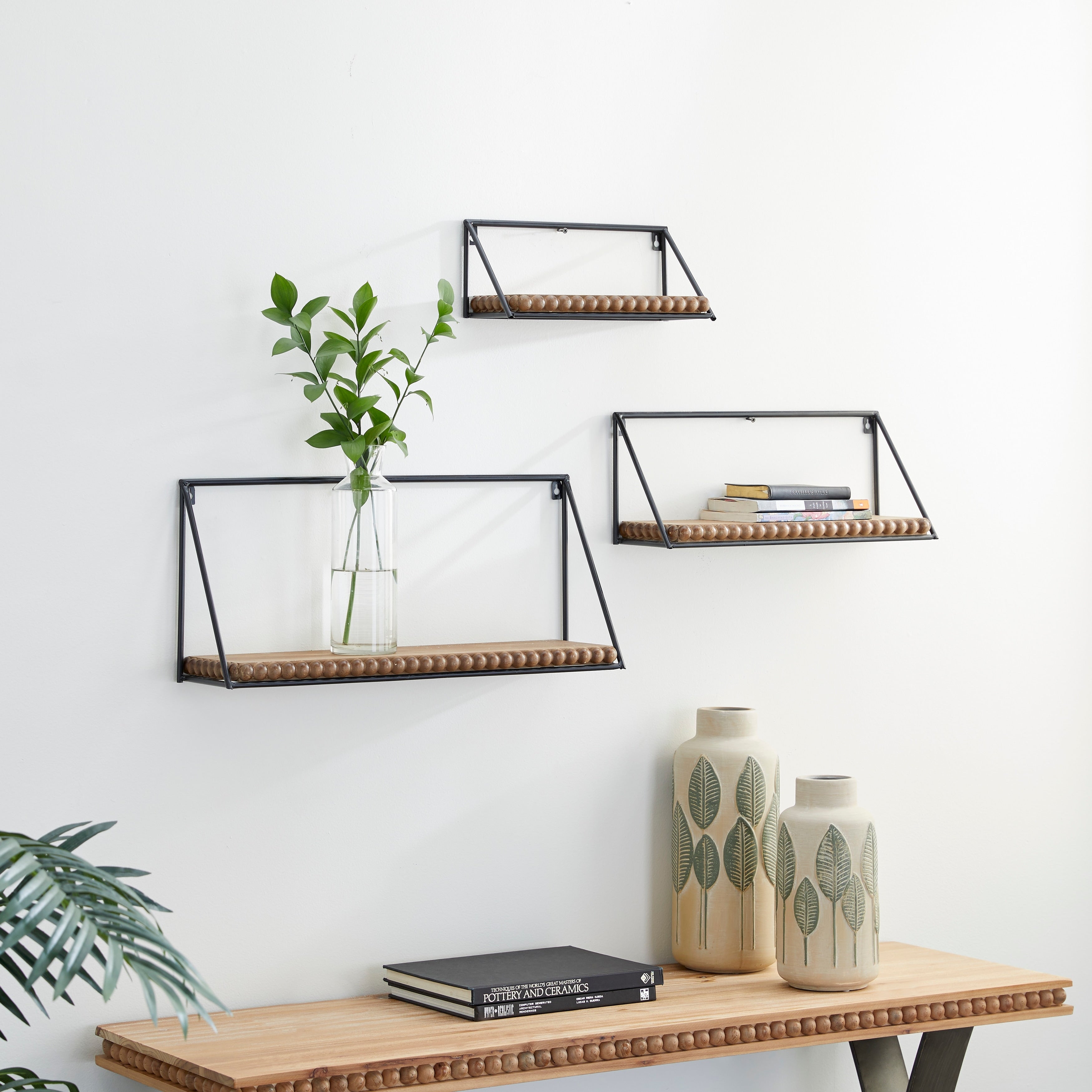 Black Metal Industrial Wall Shelf (Set of 3) - S/3 24,19,14L