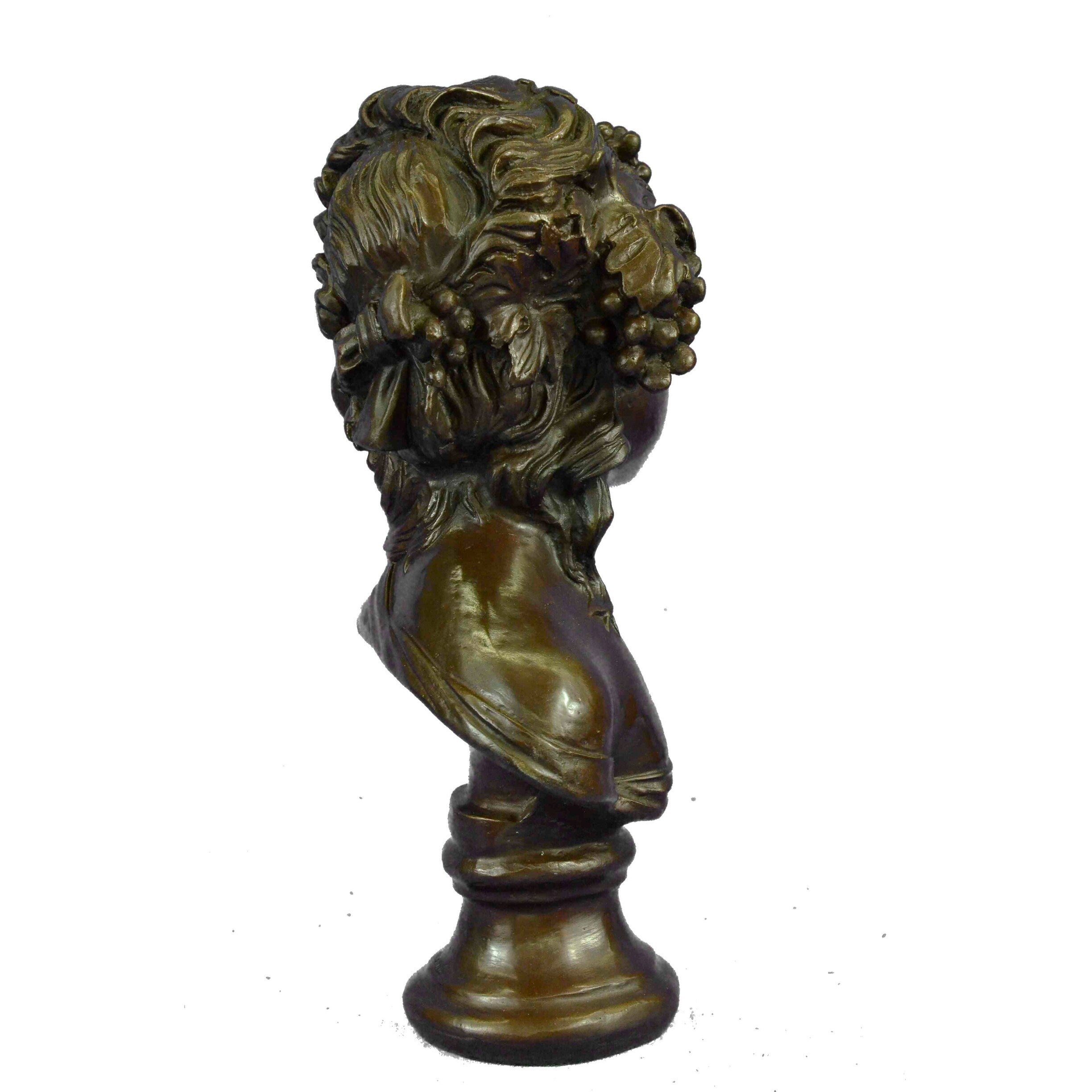 Bronze Sculpture Wonderful Bust Young Lady By Thomas Art Deco Hot Cast Figurine