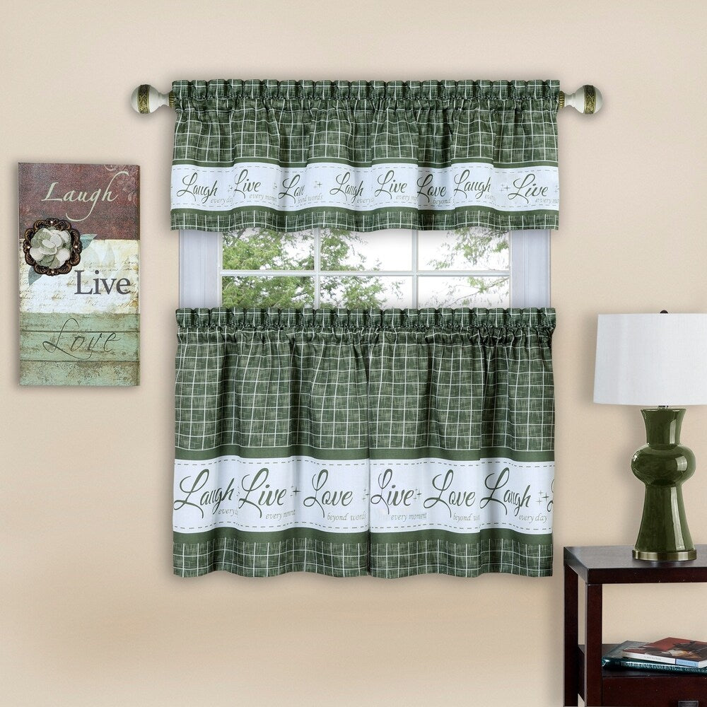 Live, Love, Laugh Window Curtain Tier Pair and Valance Set