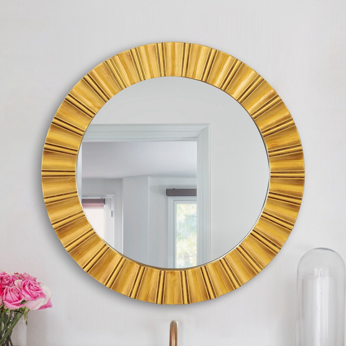 25-in Modern Gold Round Decorative Wall Bathroom Vanity Mirror