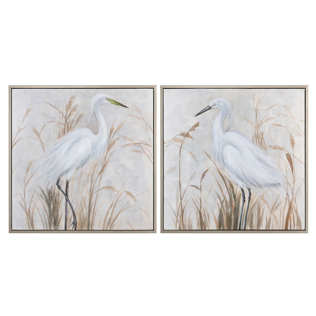 Coastal Grace 2-Piece Canvas Wall Art with Gold Frame - 37.6 x 37.6 - White