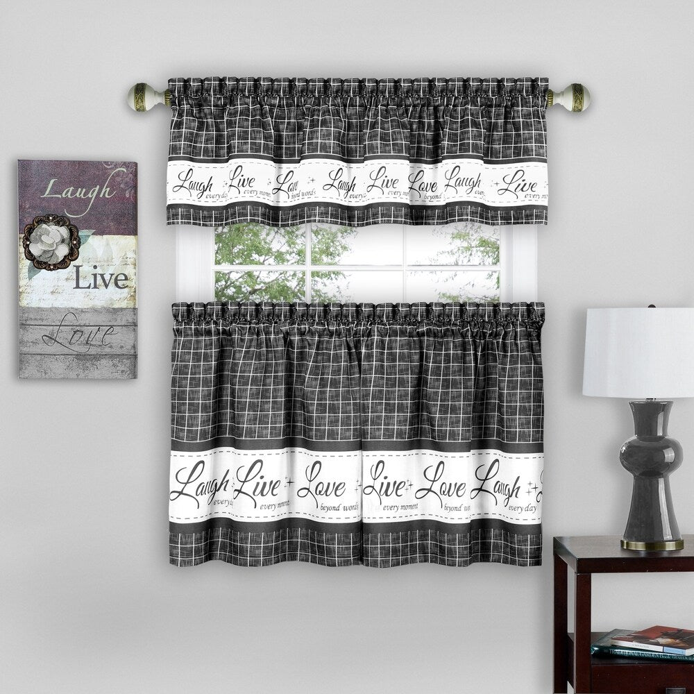 Live, Love, Laugh Window Curtain Tier Pair and Valance Set