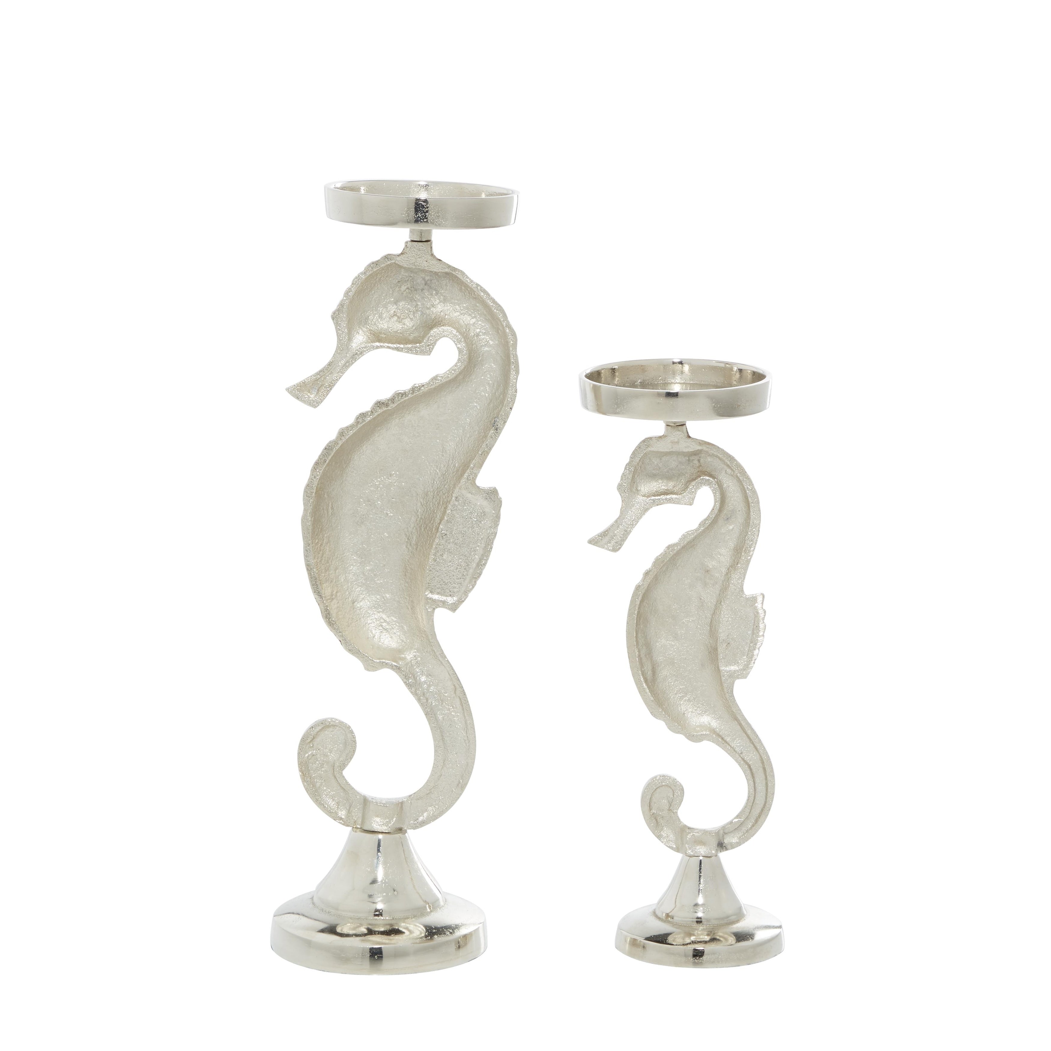 Silver or Gold Aluminum Metal Decorative Candle Holder (Set of 2)