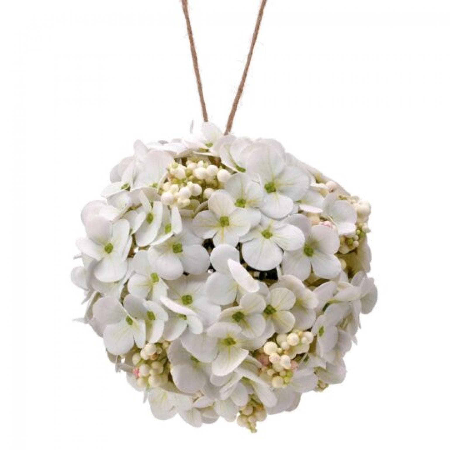 Cream Hydrangea With Berries Hanging Ball Artificial Flower