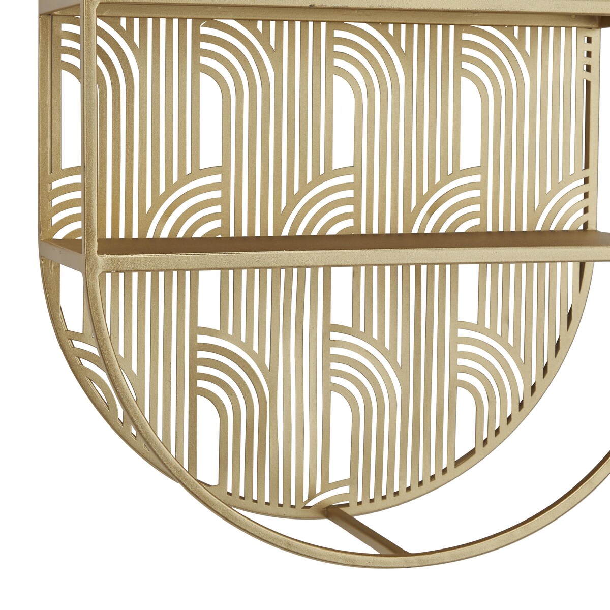 Metal Geometric Oval 3 Level Wall Shelf with Arch Pattern - Gold - CosmoLiving by Cosmopolitan