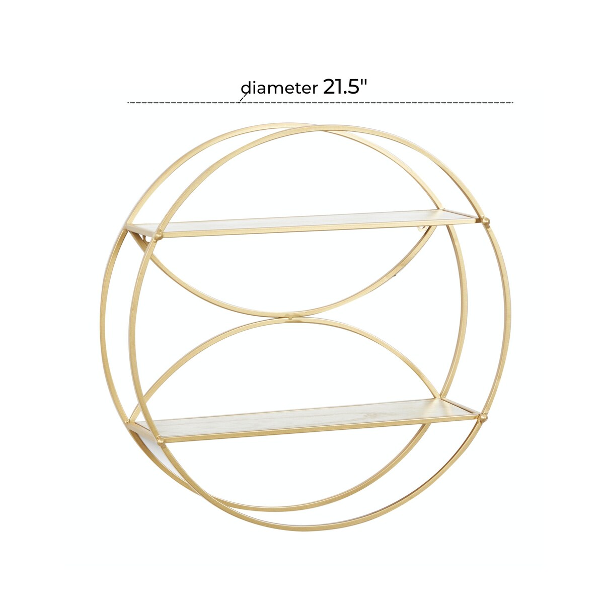 Metal Round 2 Shelves Wall Shelf - Gold - CosmoLiving by Cosmopolitan