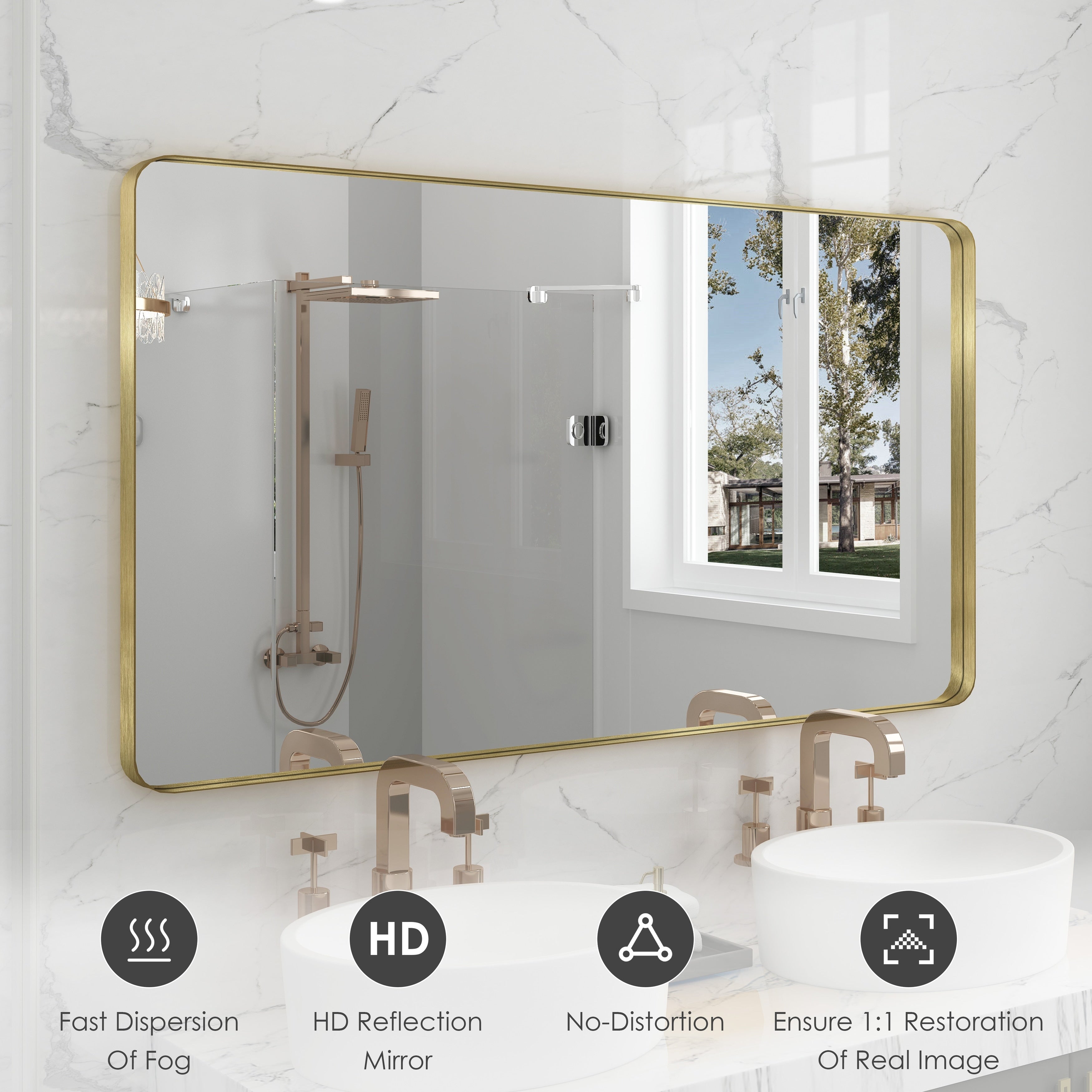 QuivaraView Rectangular Aluminum Framed Bathroom Vanity Mirror