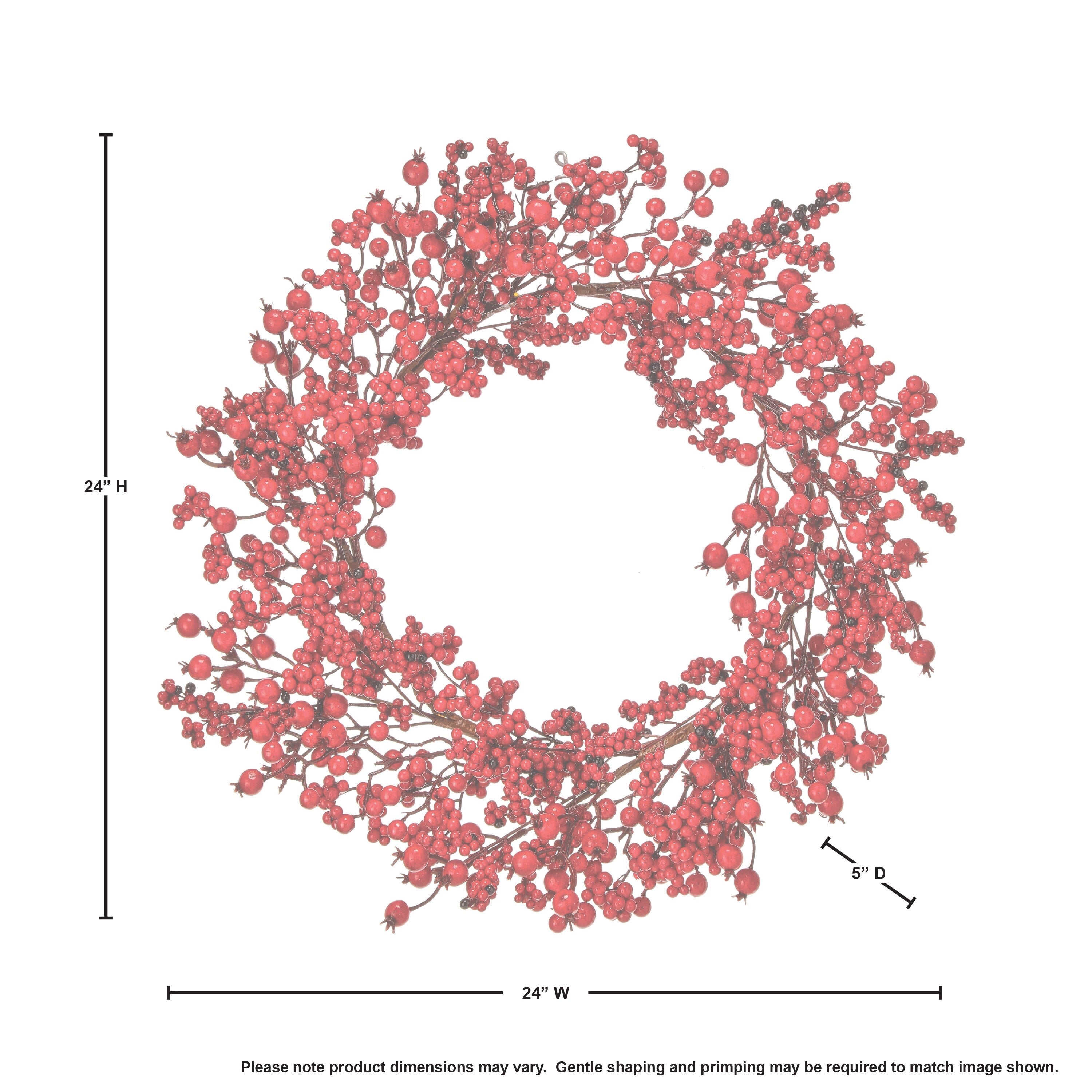 24 Waterproof New England Berry Wreath - Red - 24