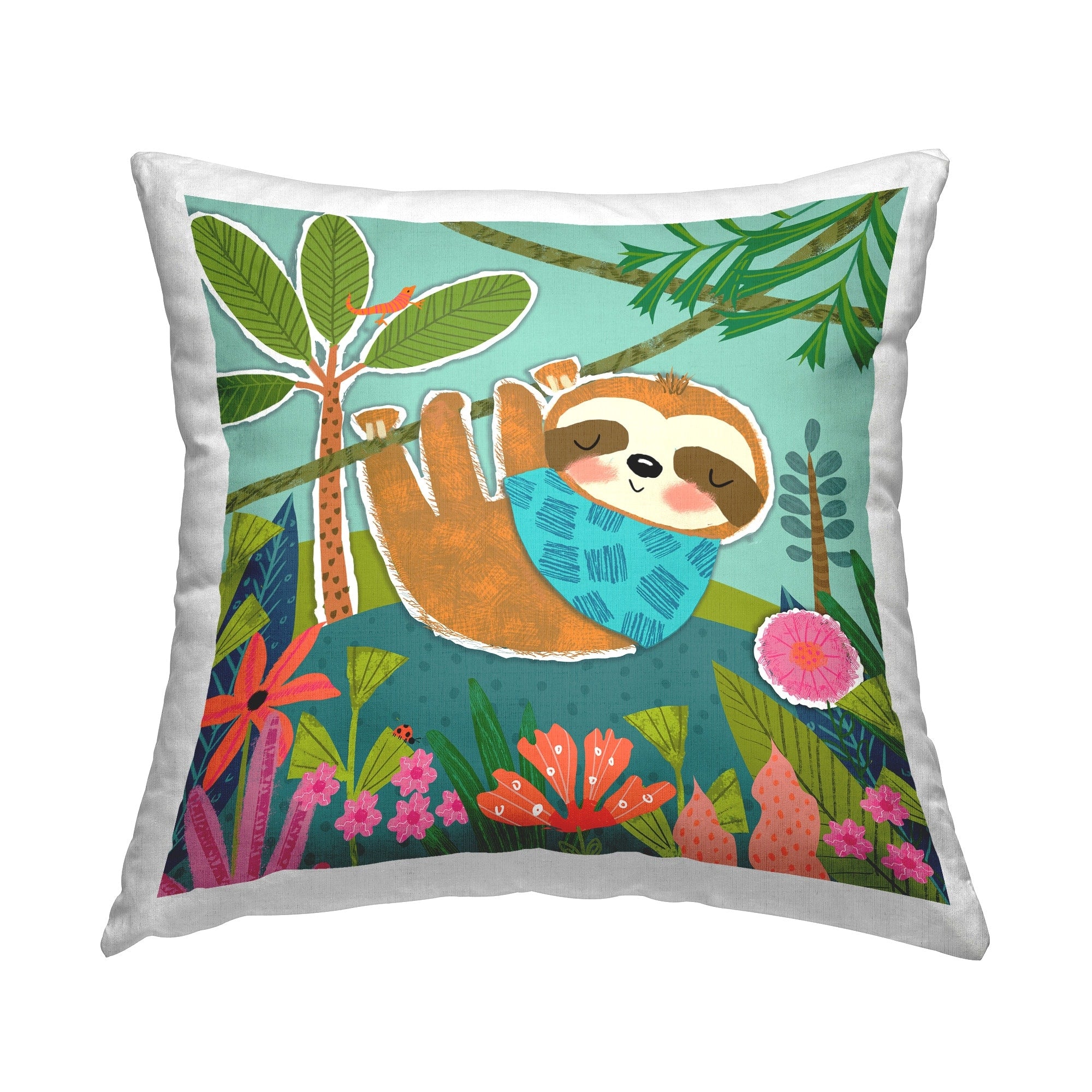 Stupell Sleepy Sloth in Nature Decorative Printed Throw Pillow Design by Tina Finn