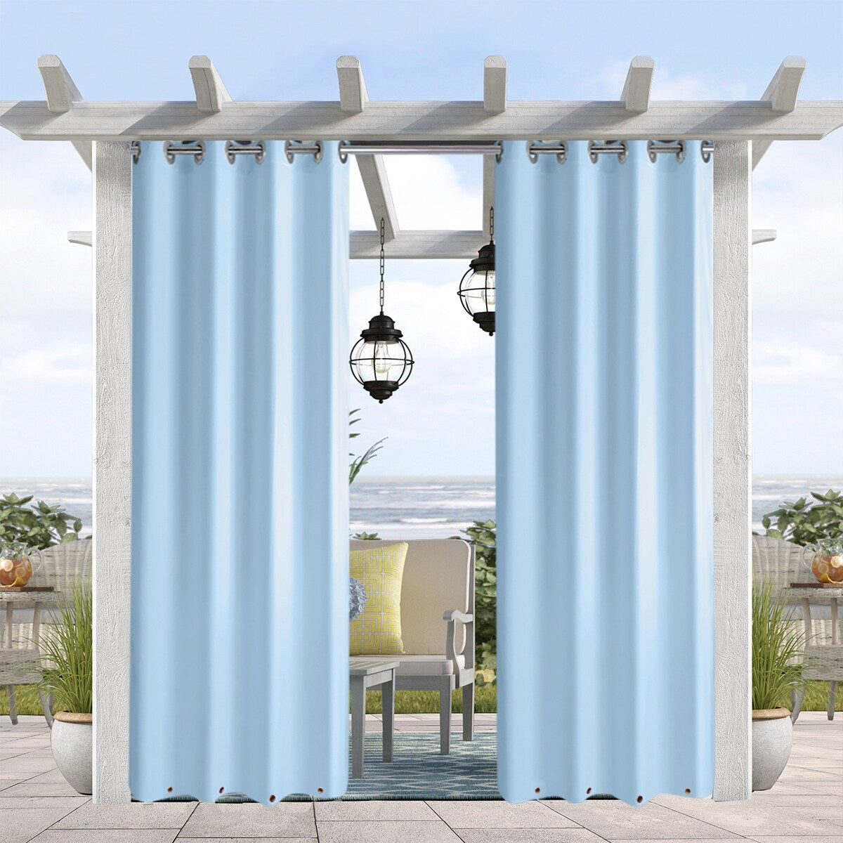 Pro Space Waterproof Blackout Outdoor Curtains, Top and Bottom, Solid Thermal Window Drapes (1 Panel)