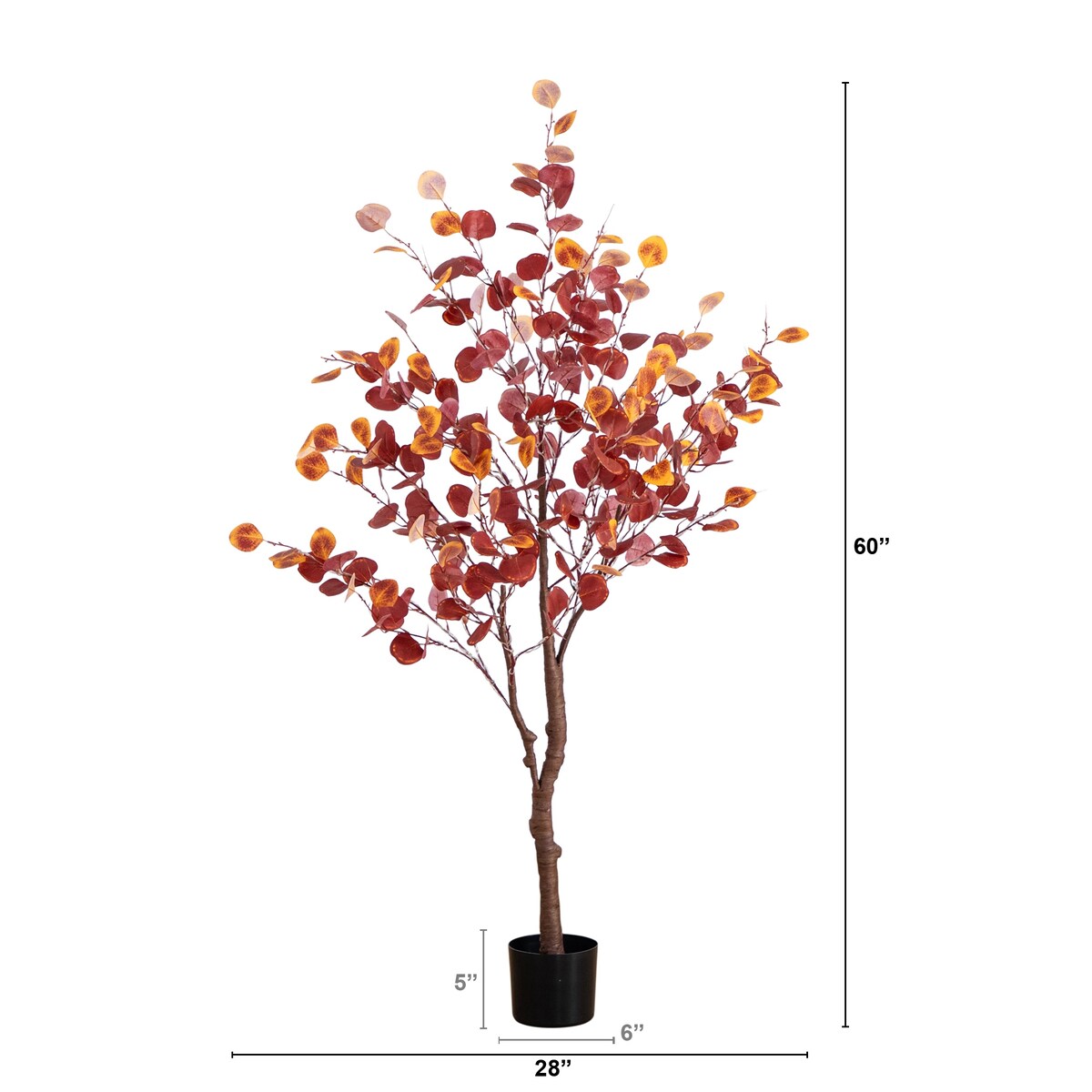 5' Pre-Lit Autumn Eucalyptus Artificial Fall Tree with 220 LED Lights