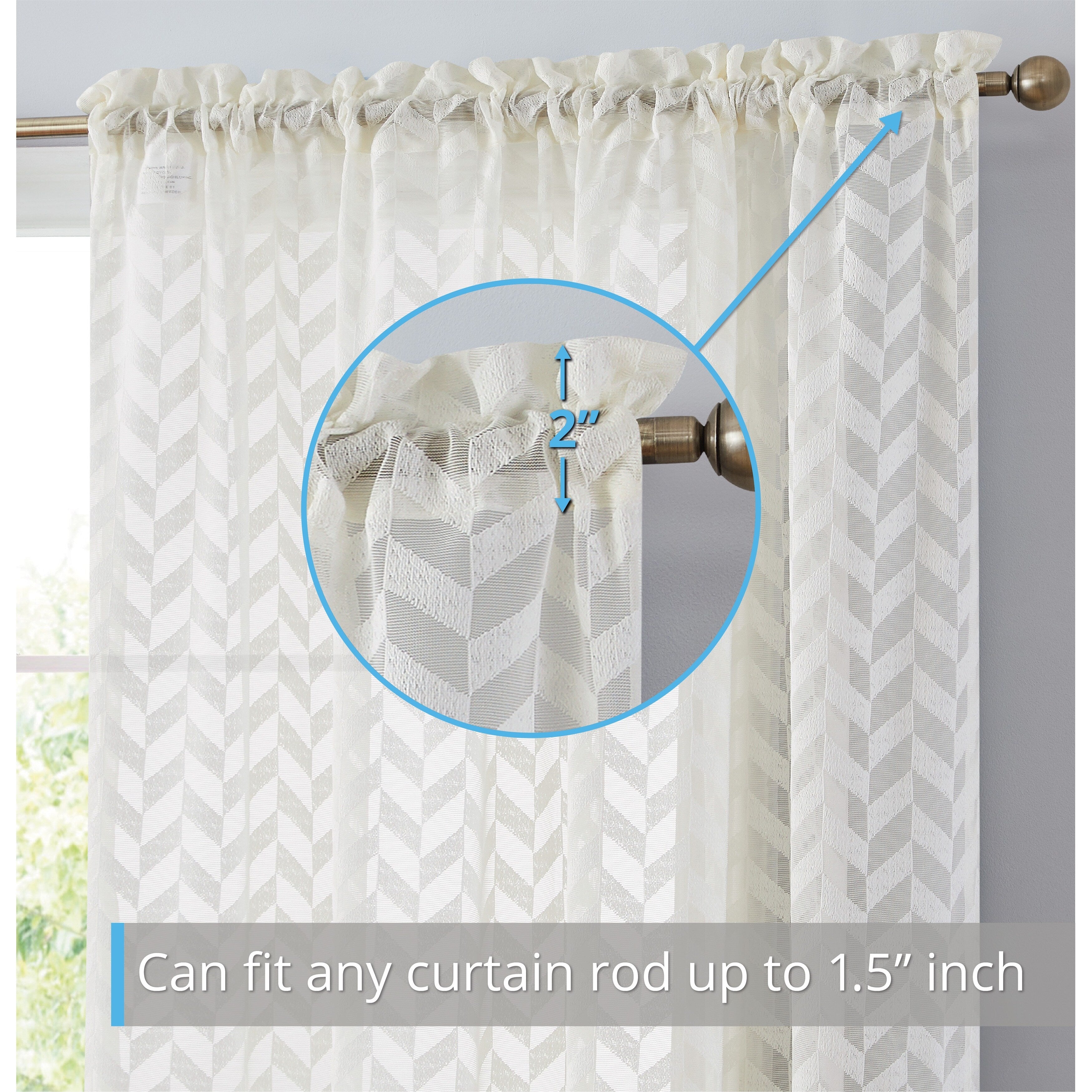 HLC.me Herringbone Lace Thick Semi Sheer Premium Grommet Top Window Curtain Panels Kids Room & Bedroom - Set of 2 Panels