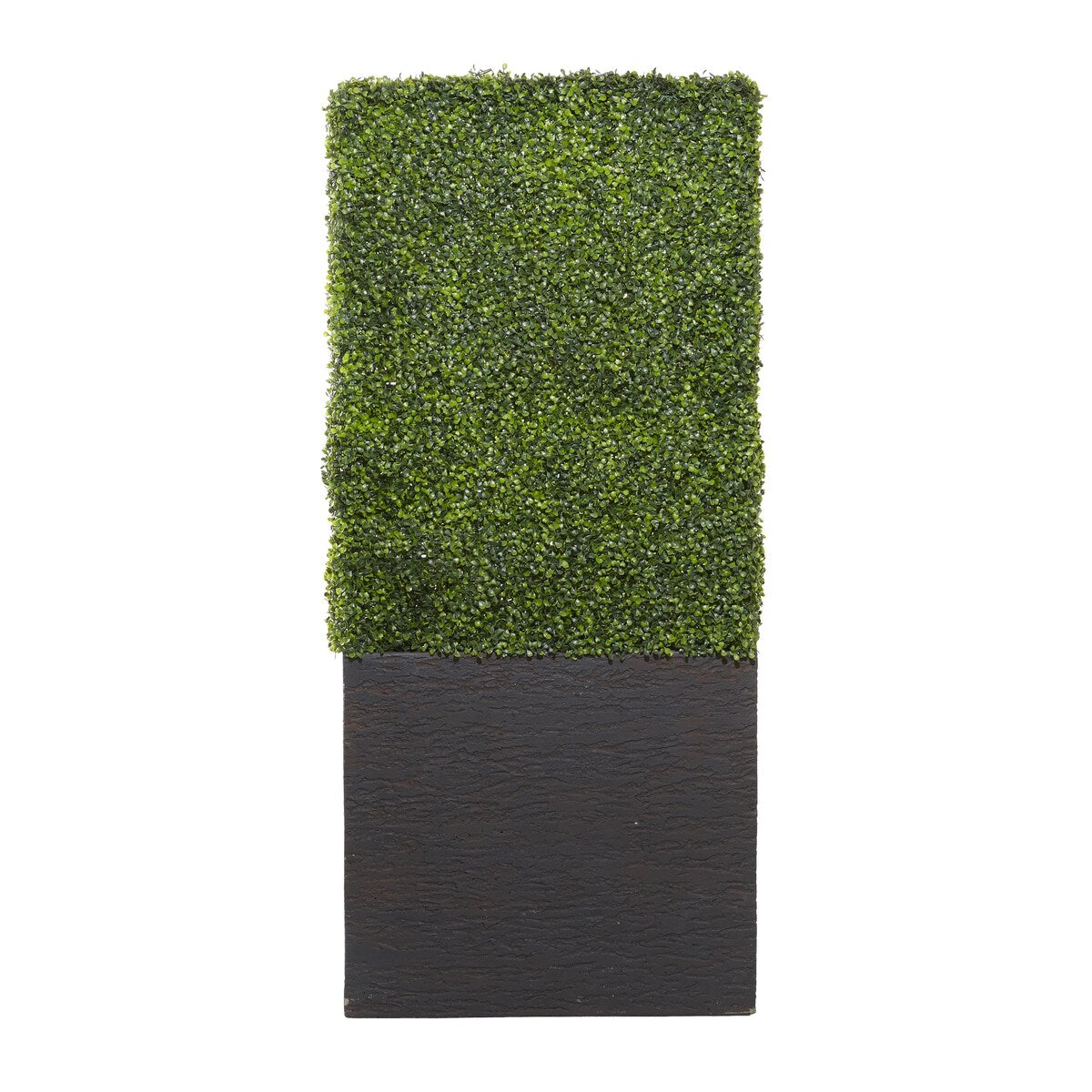 Faux Foliage Boxwood Hedge Tall Topiary with Realistic Leaves and Black or White Planter Box - Green - Roche River Decor