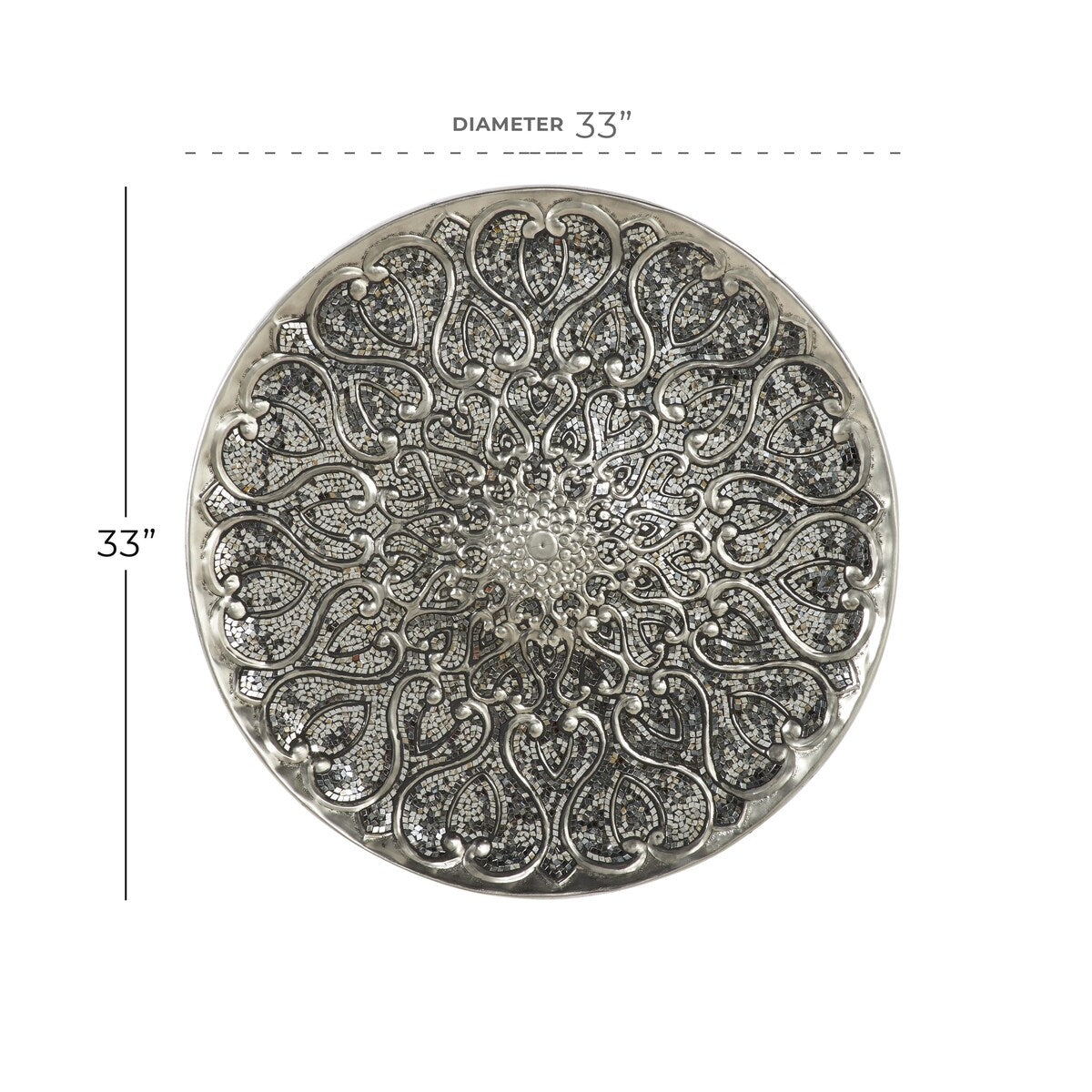 Metal Plate Home Wall Decor with Embossed Details - Silver - Roche River Decor