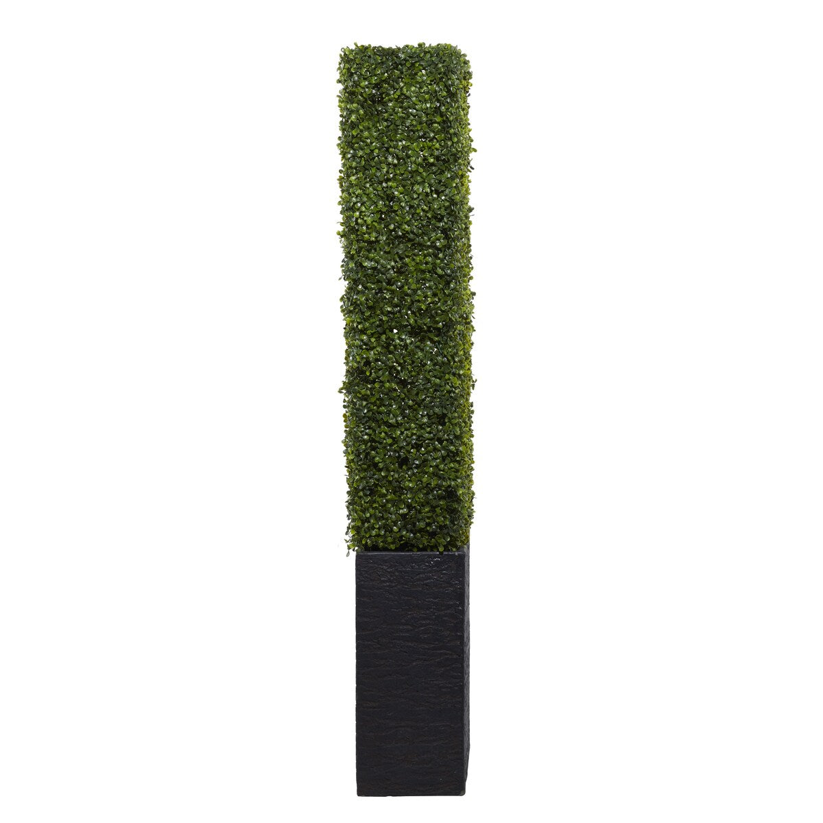 Faux Foliage Boxwood Hedge Tall Topiary with Realistic Leaves and Black or White Planter Box - Green - Roche River Decor