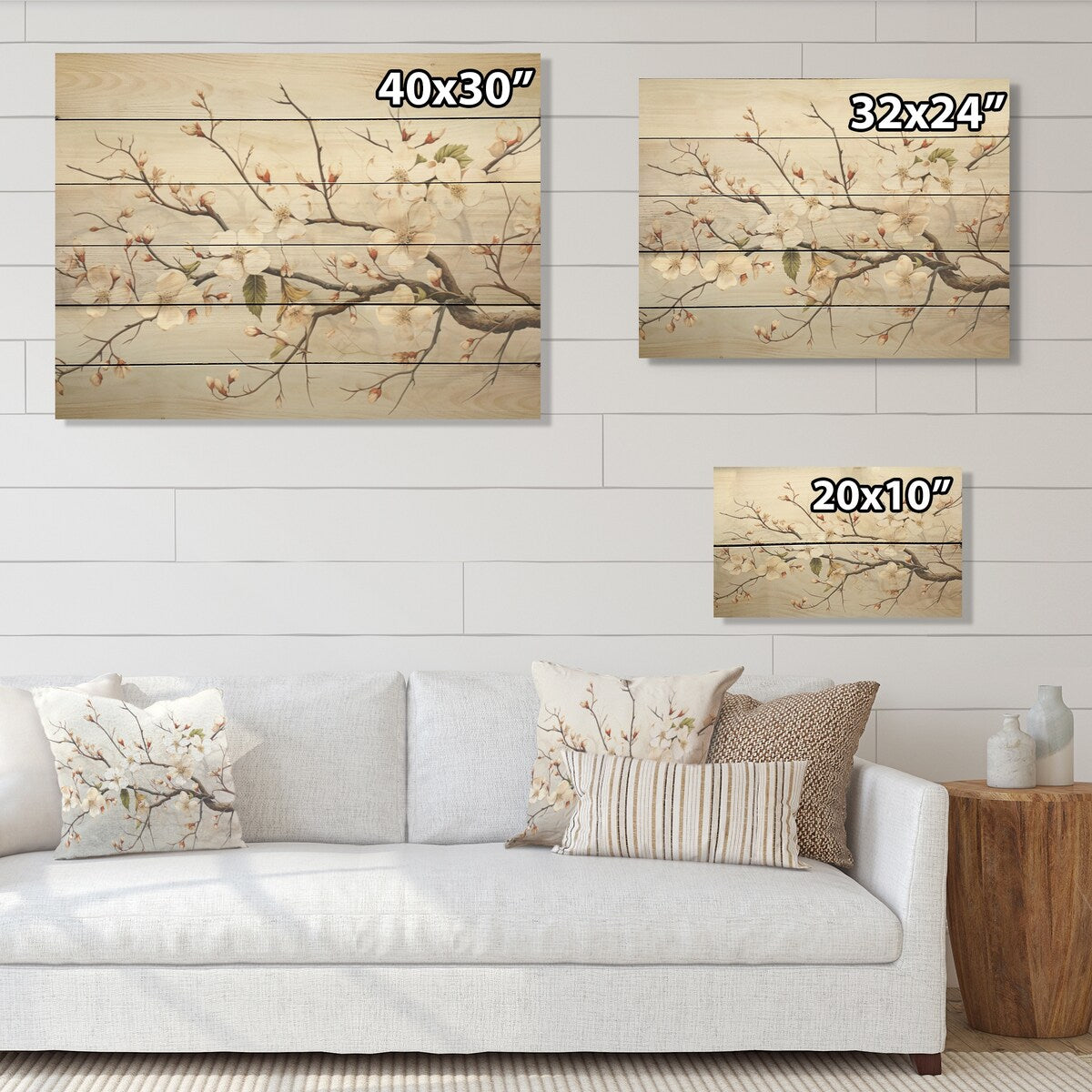 Designart White Dogwood Blossom Scenery Dogwood Wood Wall Decor - Traditional White Wood Panel On Natural Pine Wood