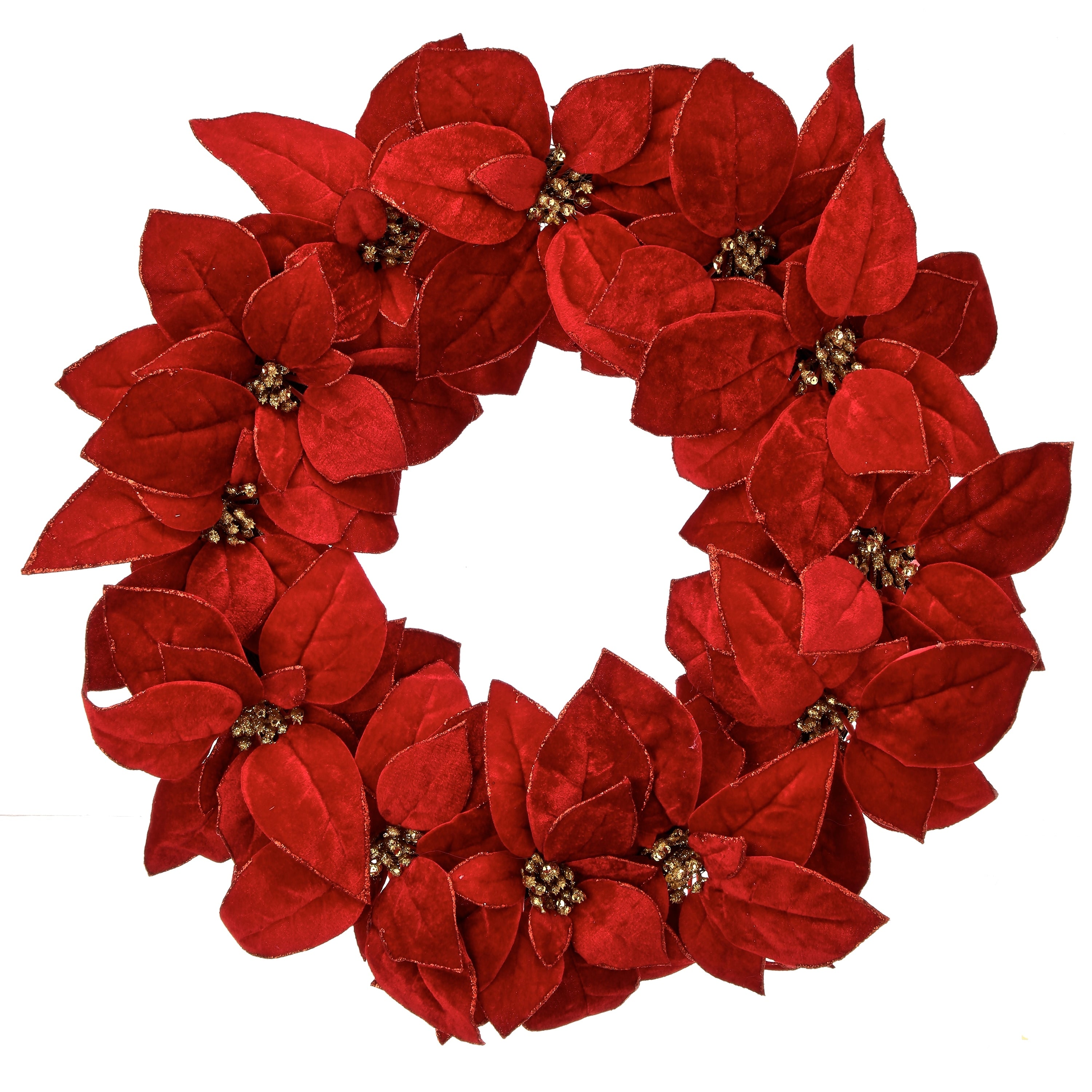 24 Glitter Poinsettia Wreath - 24