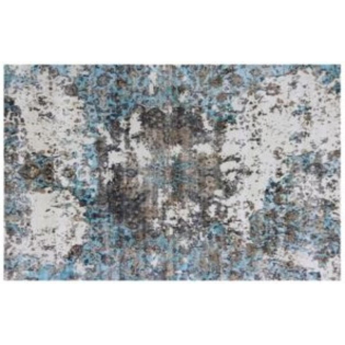 Dark Grey And Teal Abstract Hand Loomed Area Rug - 3'6