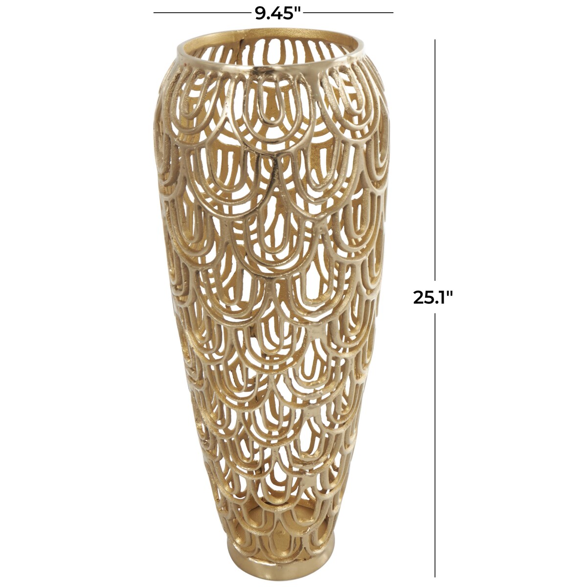 Aluminum Metal Geometric Tall Art Deco Inspired Arched Decorative Vase - Gold or Silver - Roche River Decor