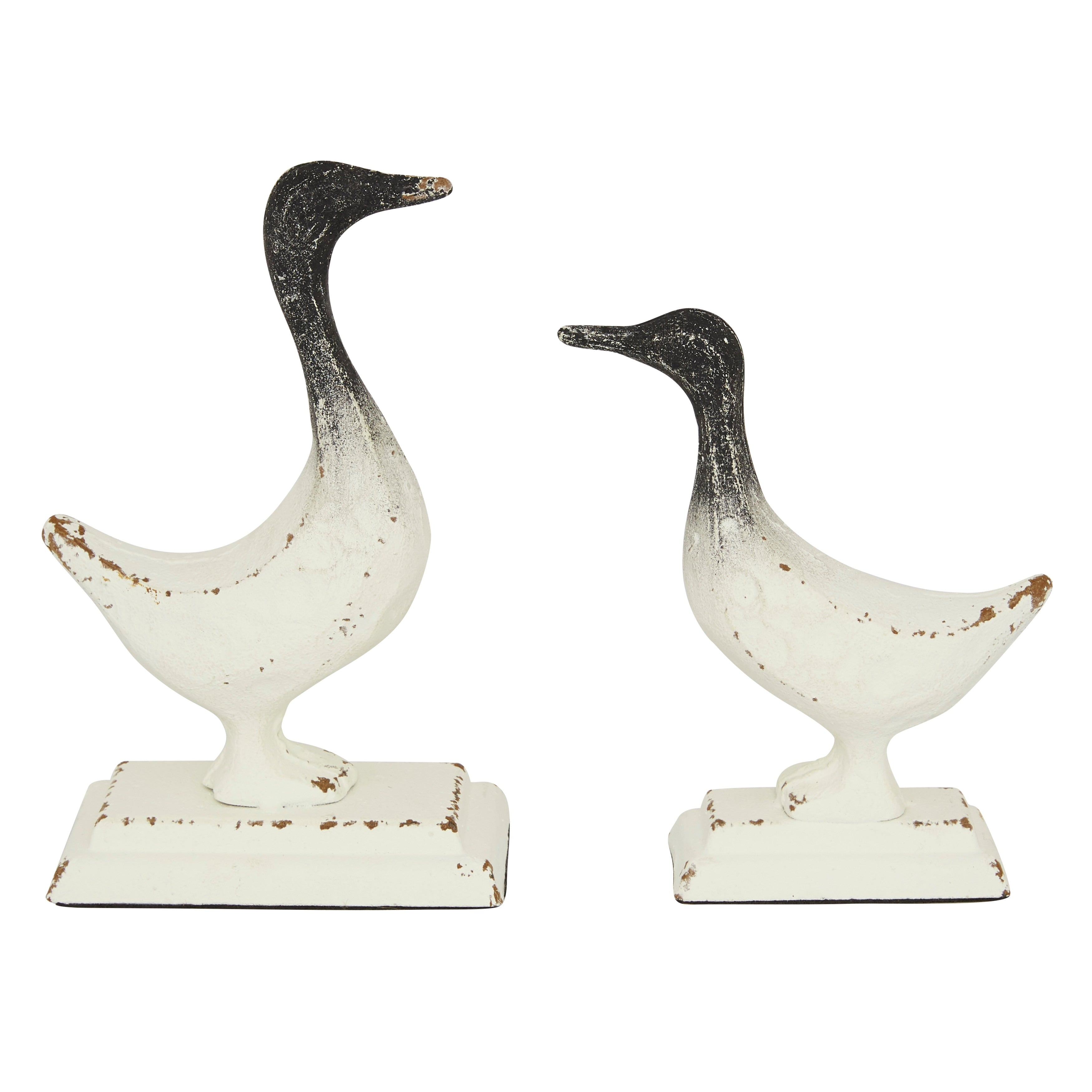 Black Iron Coastal Sculpture Bird (Set of 2) - 5 x 3 x S/2 6.5, 7.75H