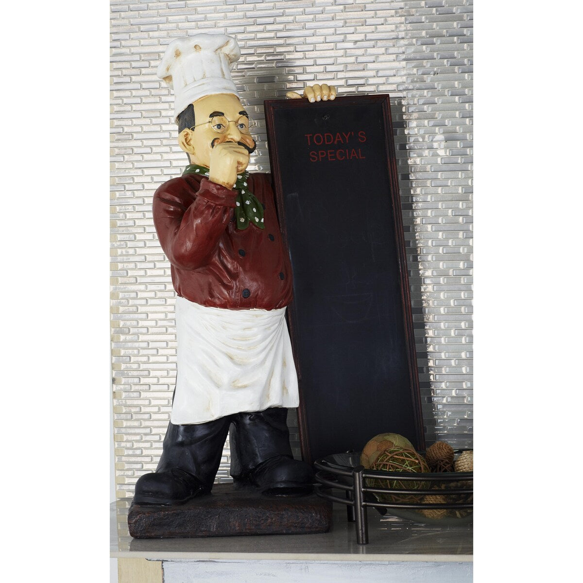 Polystone Chef Decorative Sculpture with Chalkboard - Multi Colored - Roche River Decor