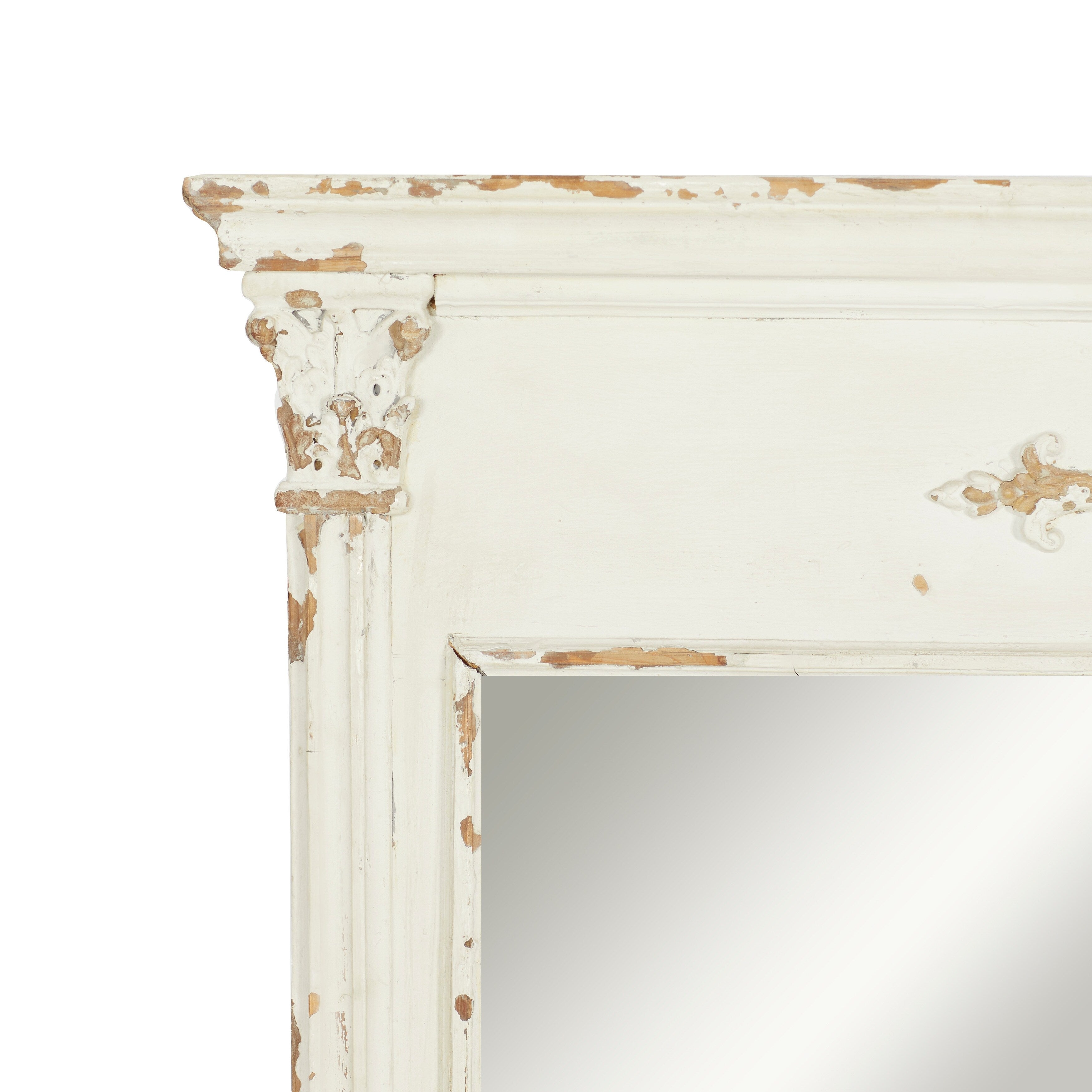 White Wood Vintage Wall Mirror 43 x 35 x 5