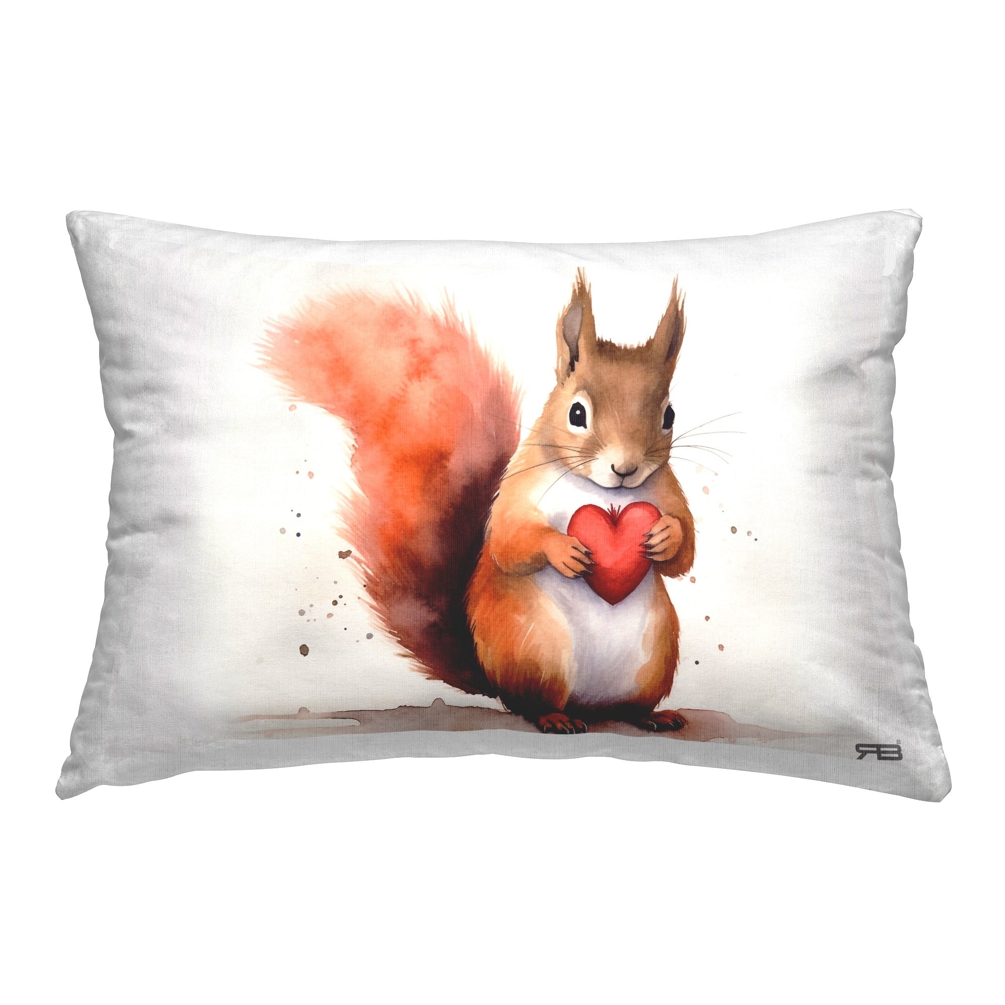 Stupell Squirrel Holding Heart Decorative Printed Throw Pillow Design by Roozbeh Bahramali