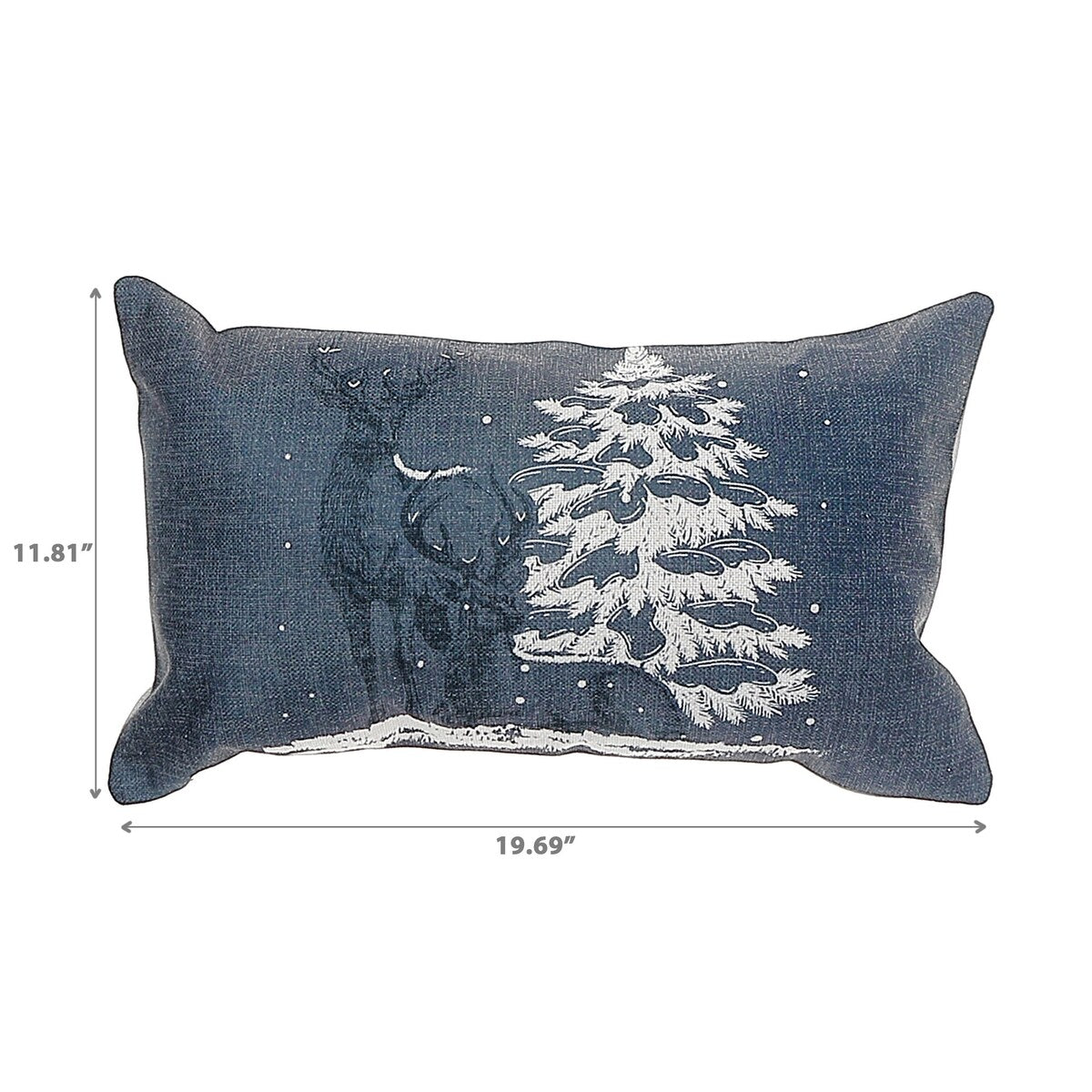 Polyester Cushion Reindeer And Tree 12 X 20 - Set of 2