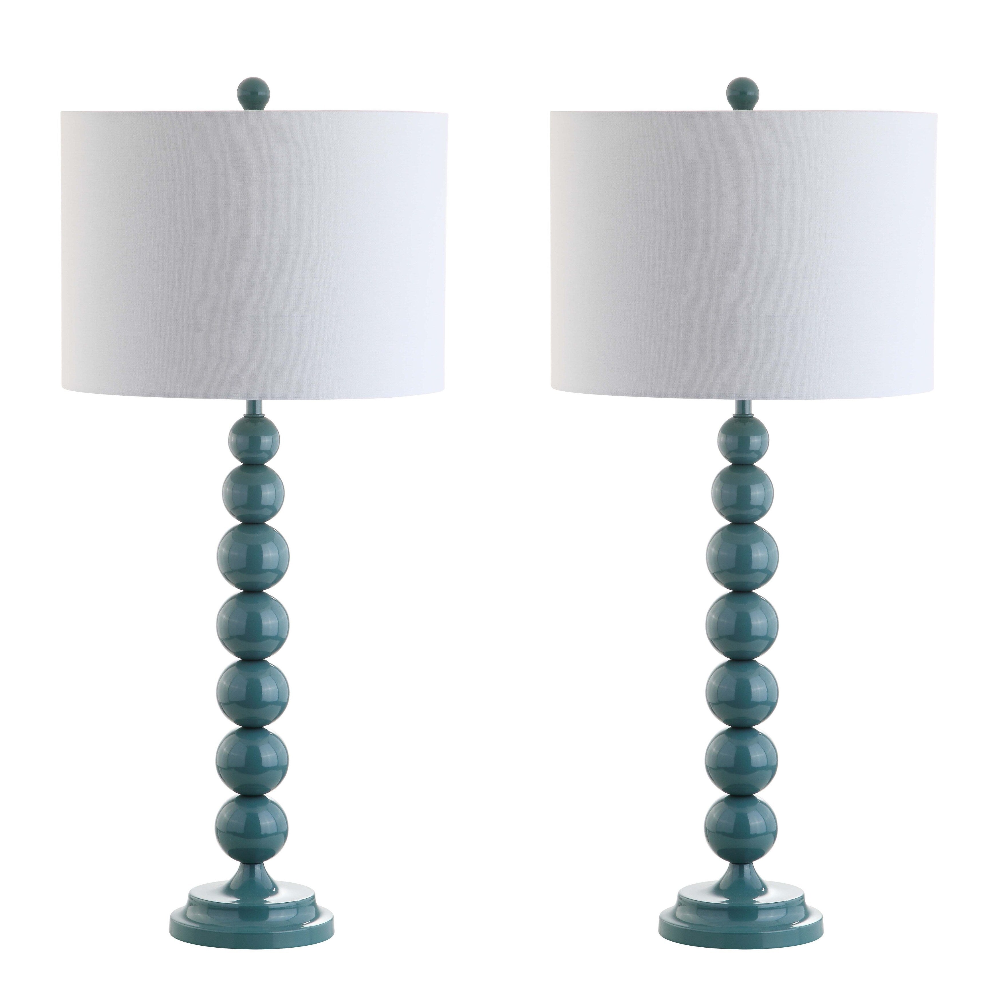 SAFAVIEH Lighting Mechelle 31-inch Stacked Ball White Table Lamp (Set of 2) - 14x14x31.5 - 14Wx14Dx32H