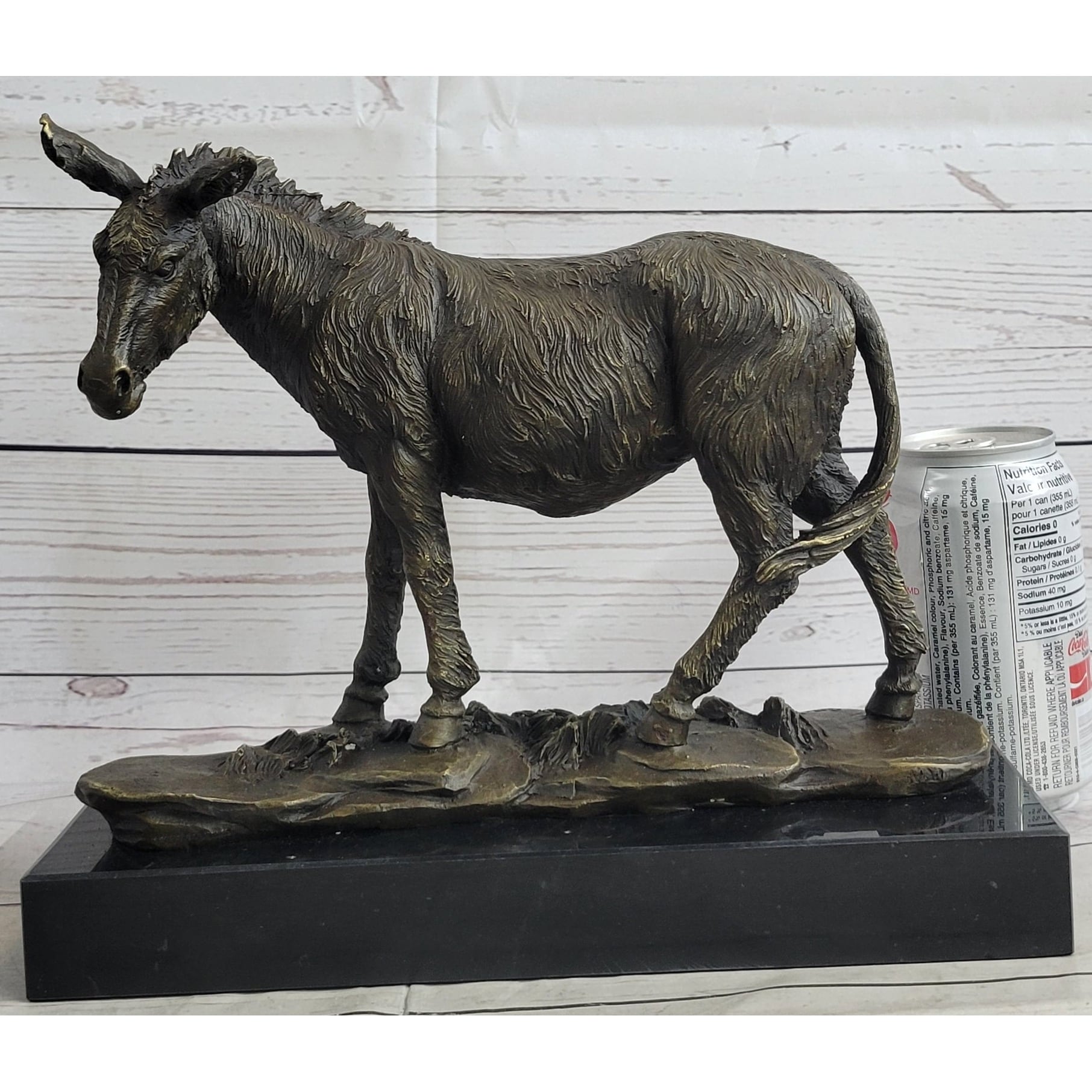 Donkey Mule Bronze Statue Sculpture Figure On Marble Base Signed Barye