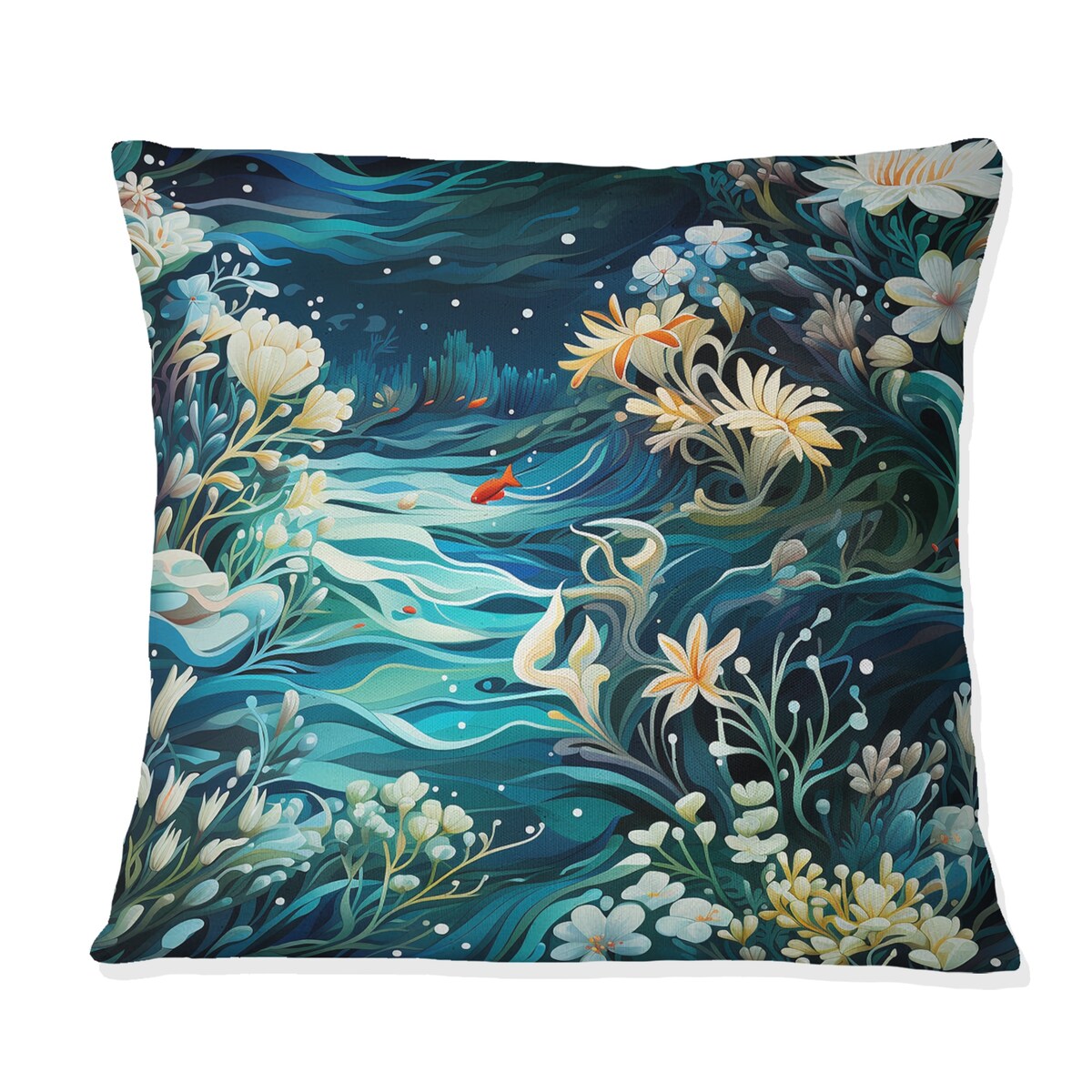 Designart Oceanic Dreamscape Tropical Pattern I Coastal Printed Throw Pillow