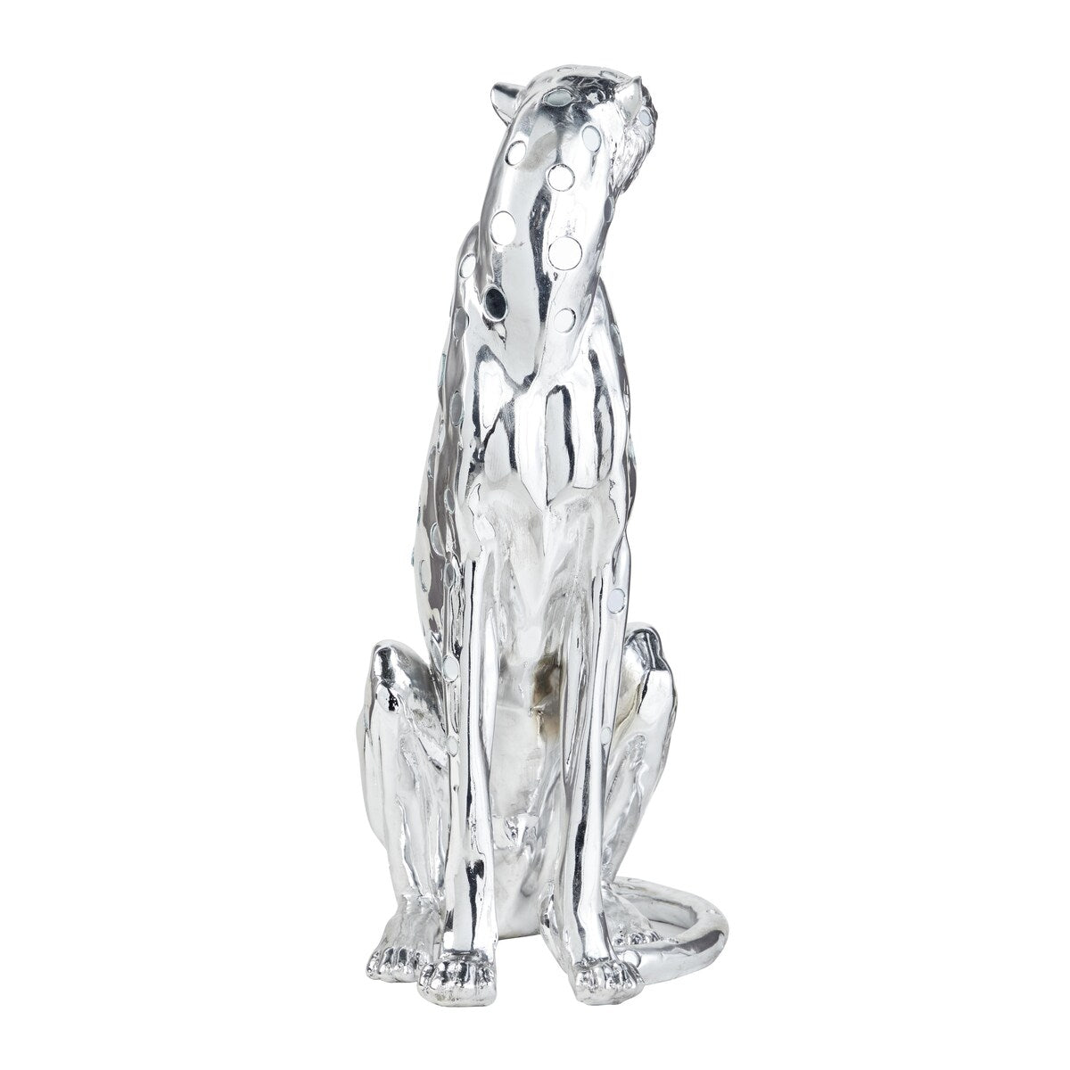 Polystone Leopard Decorative Sculpture - Silver - Roche River Decor