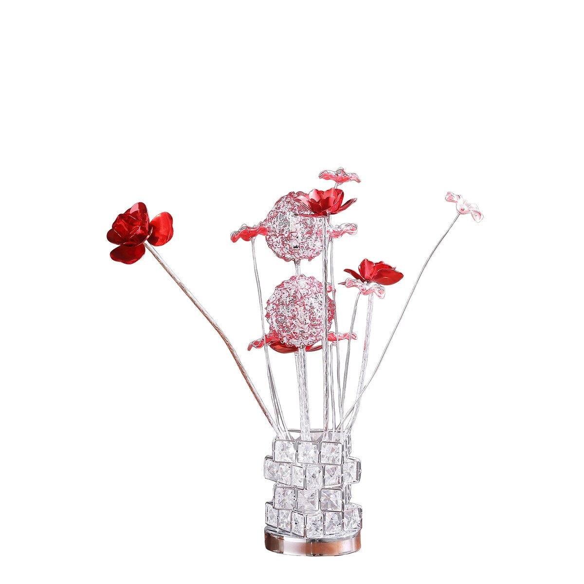 20.75 In. LED Aluminum Floral Chrome Vase Table Lamp