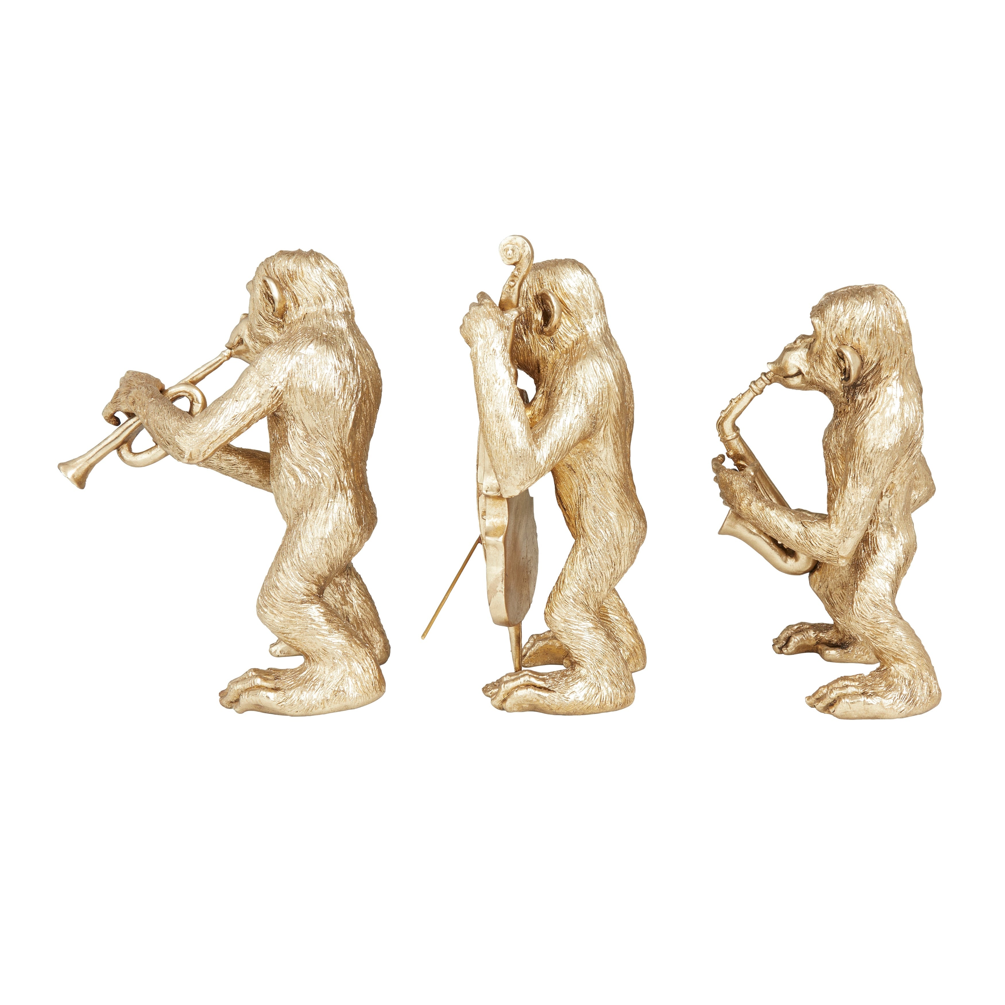 Gold Polystone Contemporary Sculptures (Set of 3) - S/3 12, 12, 11H