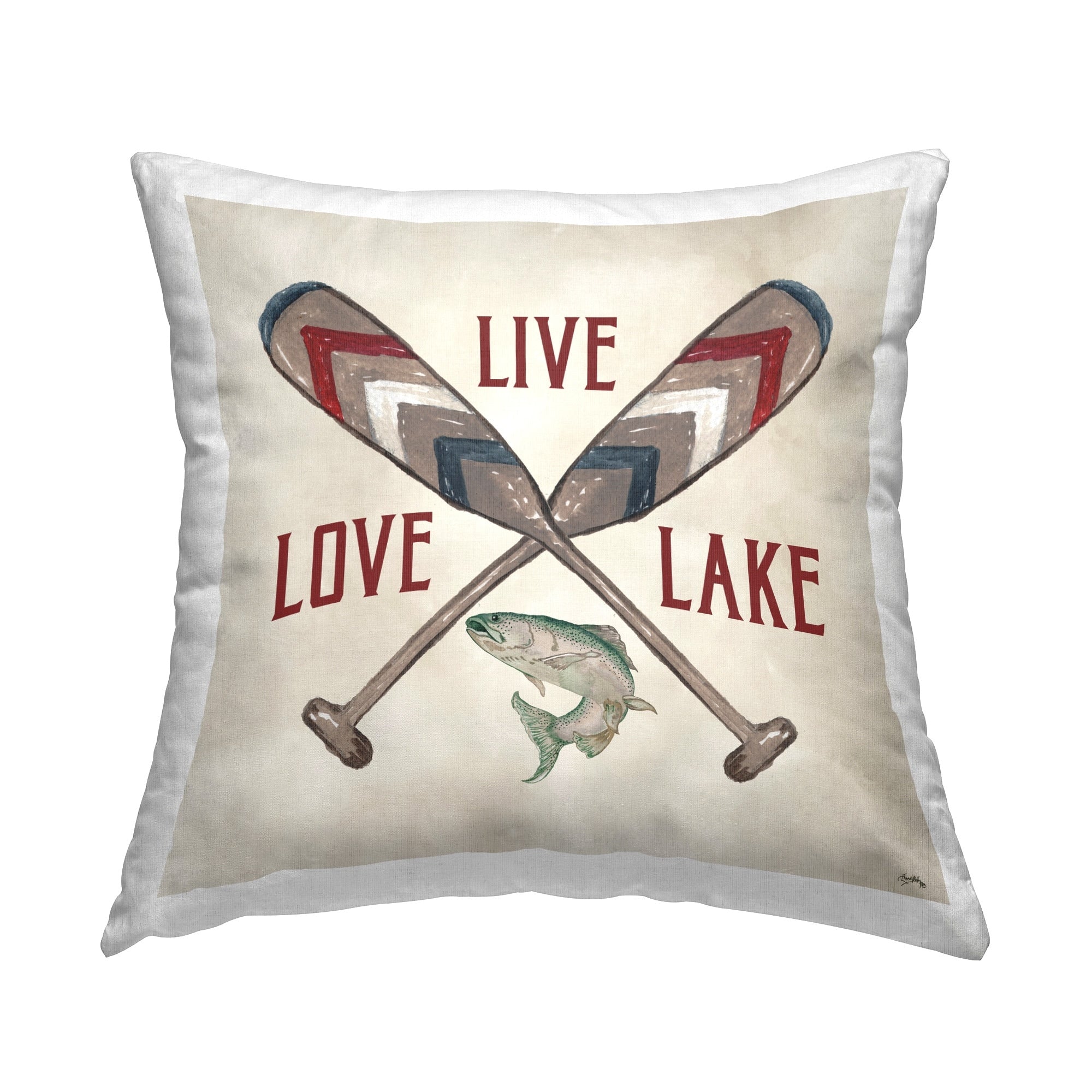 Stupell Live Love Lake Oars Decorative Printed Throw Pillow Design by Elizabeth Medley