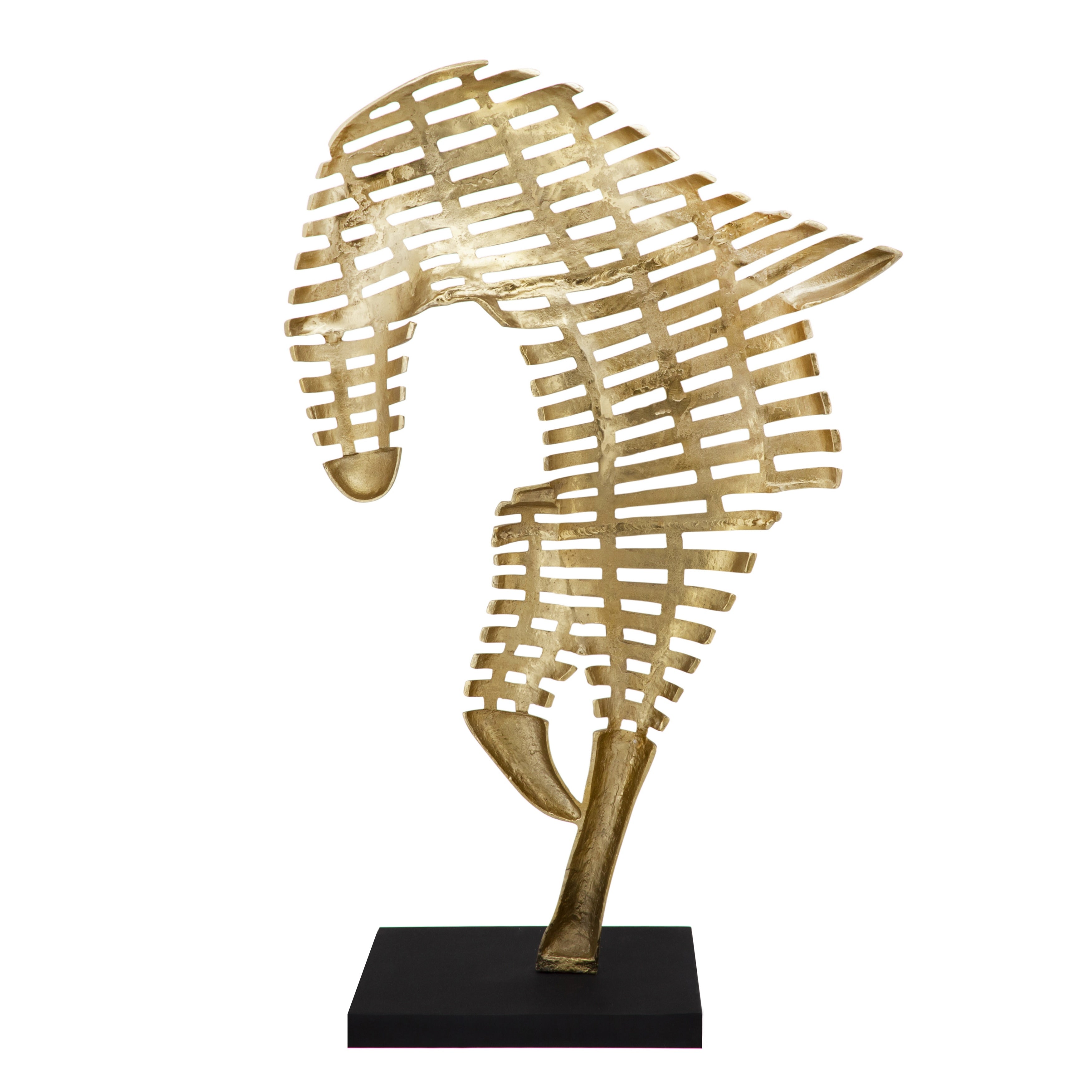 Sagebrook Home 64 Metal Horse Sculpture Large Contemporary Abstract Gold Aluminum Horse Statue - 39 x 14 x 64