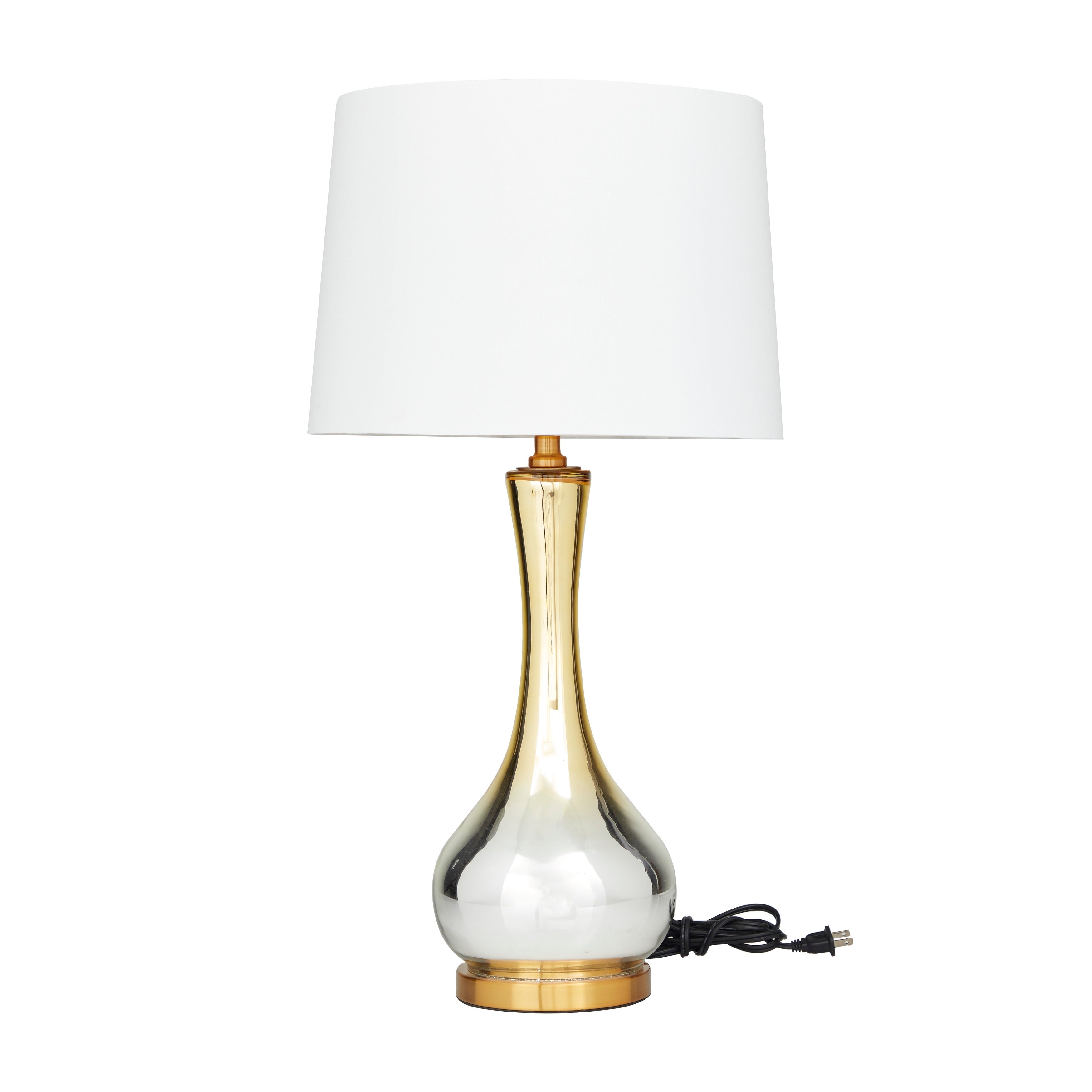 Gold Glass Table Lamp with Drum Shade