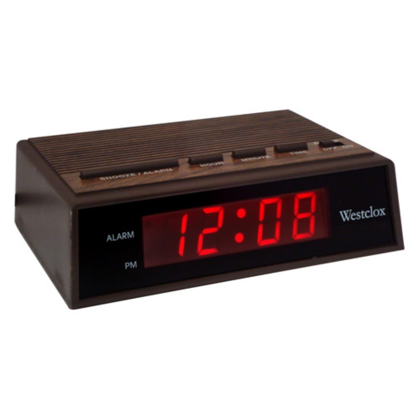 Westclox 0.6 LED Display Snooze Woodgrain Electric Alarm Clock 22690