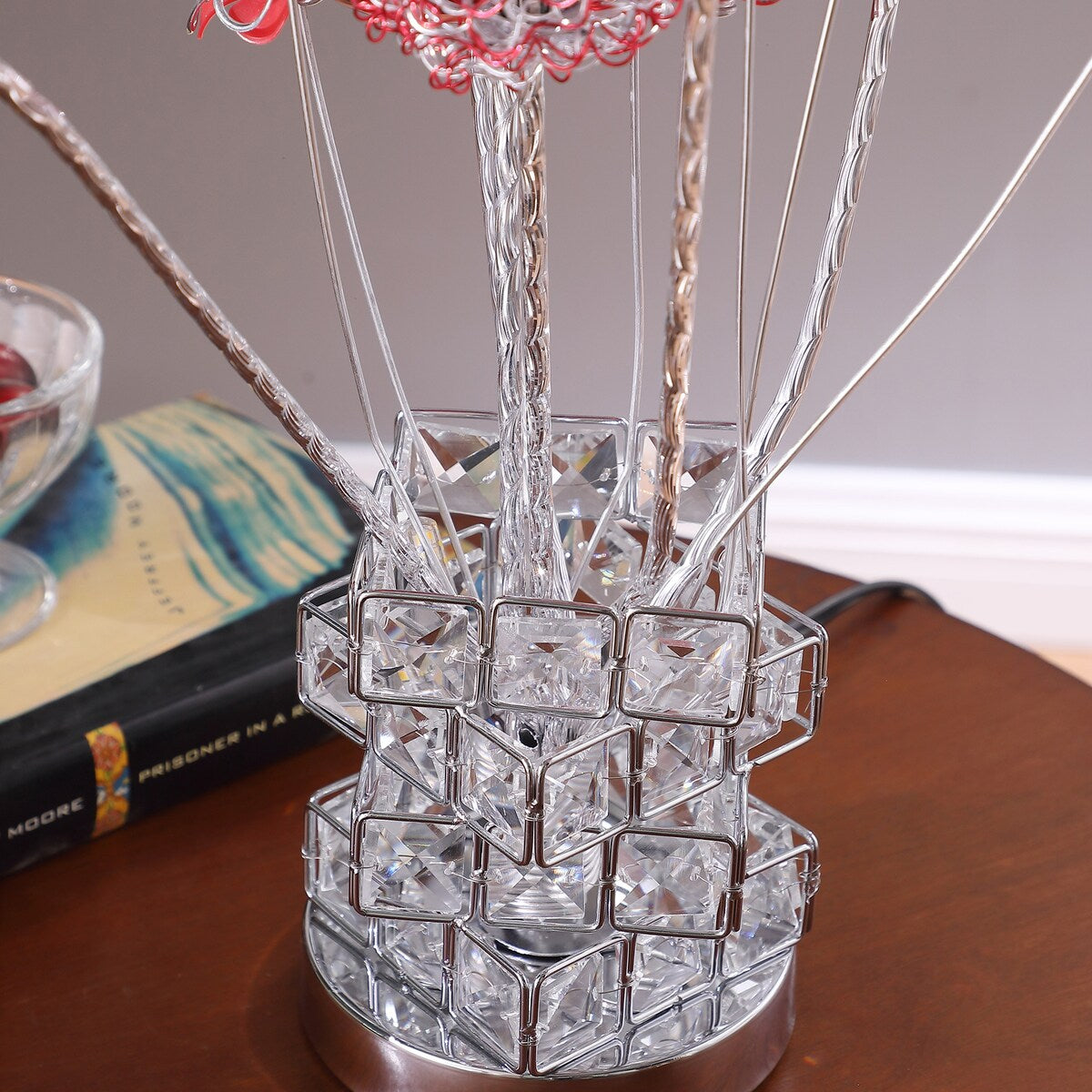 20.75 In. LED Aluminum Floral Chrome Vase Table Lamp