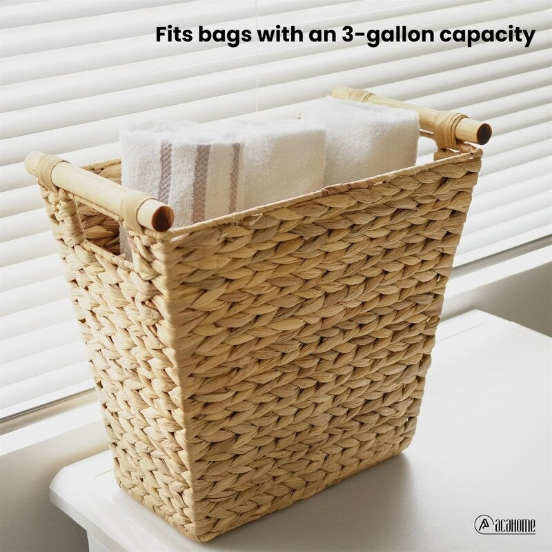 Wicker Waste Basket - 13 x 7.5 x 12.25