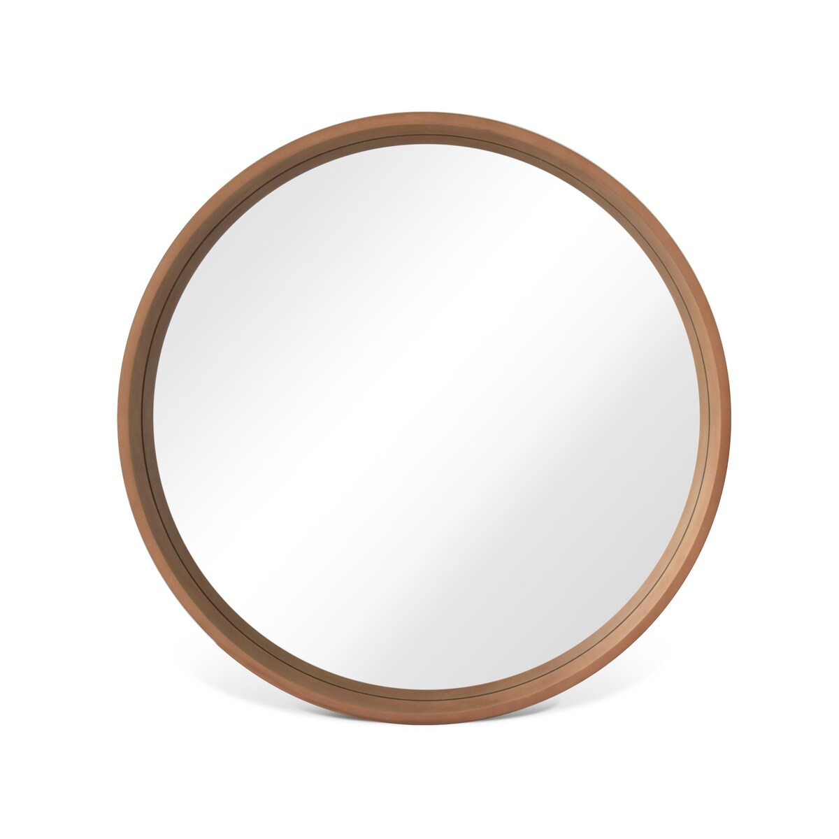 Classic Wooden Frame Farmhouse Round Wall Mirror