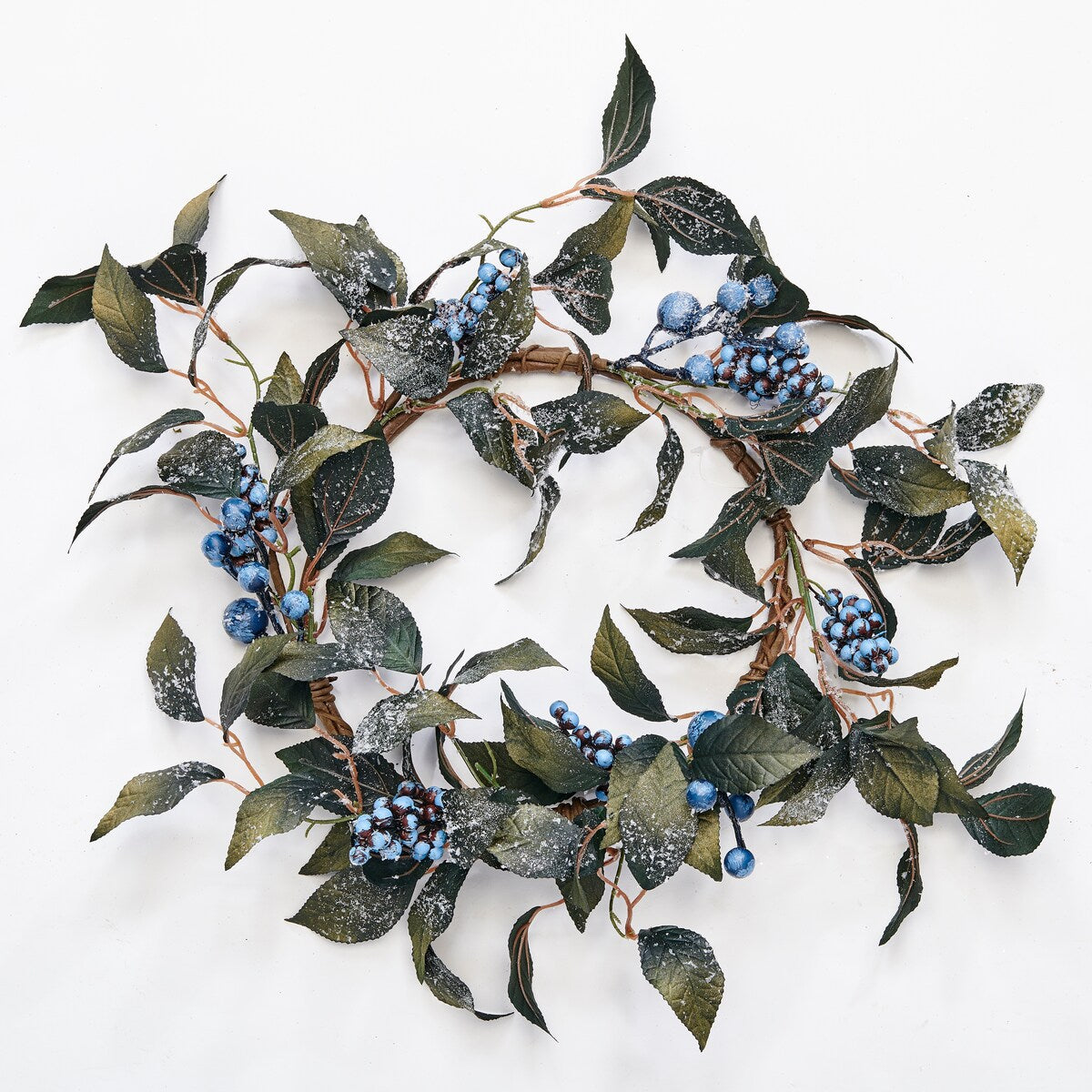 18 Artificial Icy Blueberry and Leaves Wreath - 18