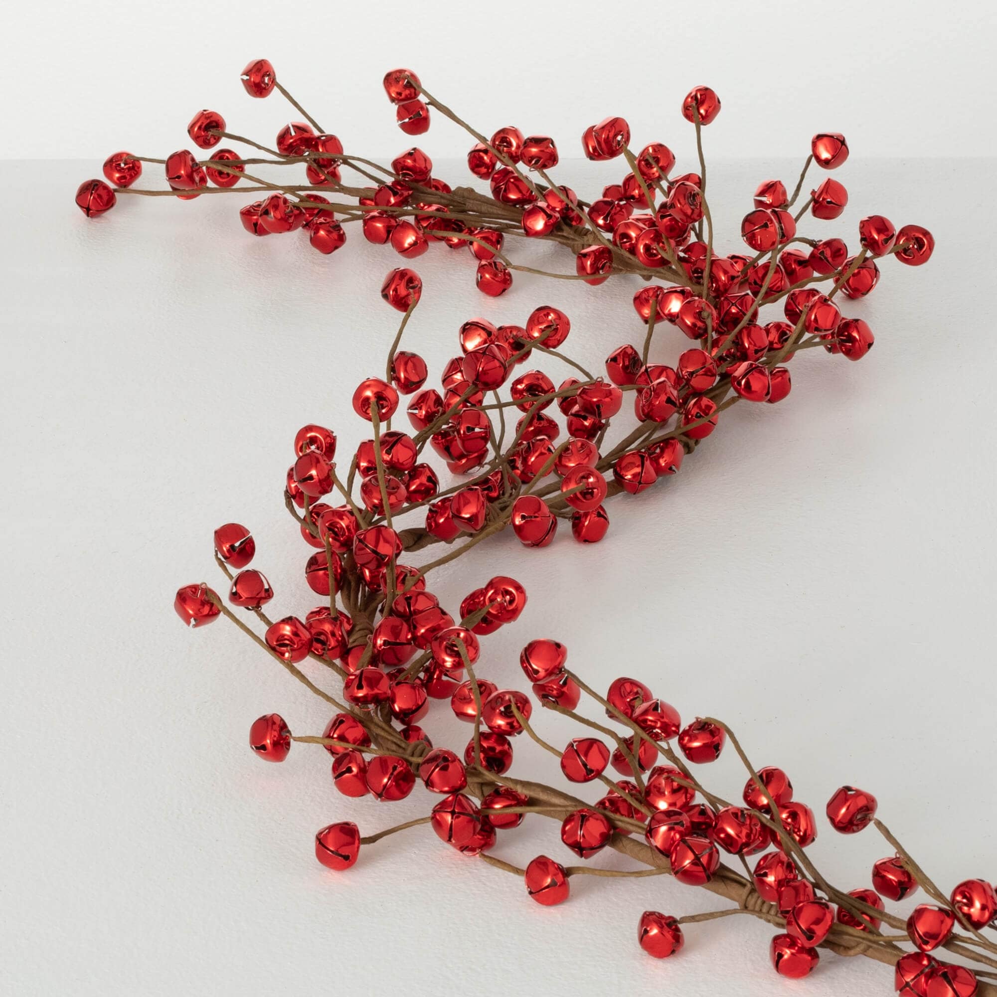 60L Sullivans Artificial Christmas Red Jingle Bell Garland, Red