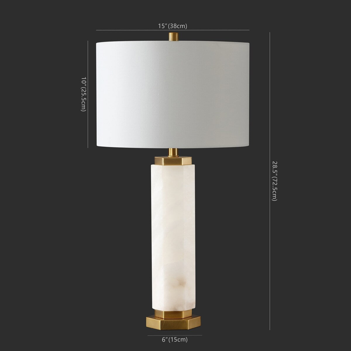 SAFAVIEH Couture Kadire Alabaster Table Lamp - 15 In W x 15 In D x 29 In H - 15Wx15Dx29H